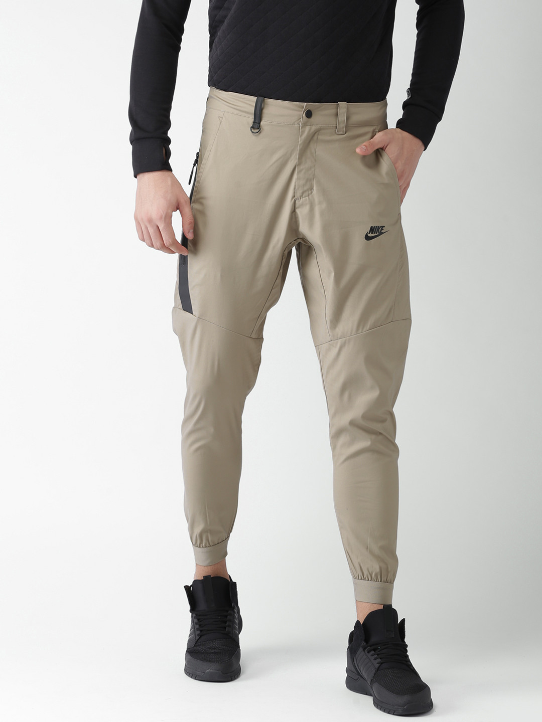 Buy Nike Khaki Solid NSW BND Joggers Track Pants for Men 2253398 Myntra