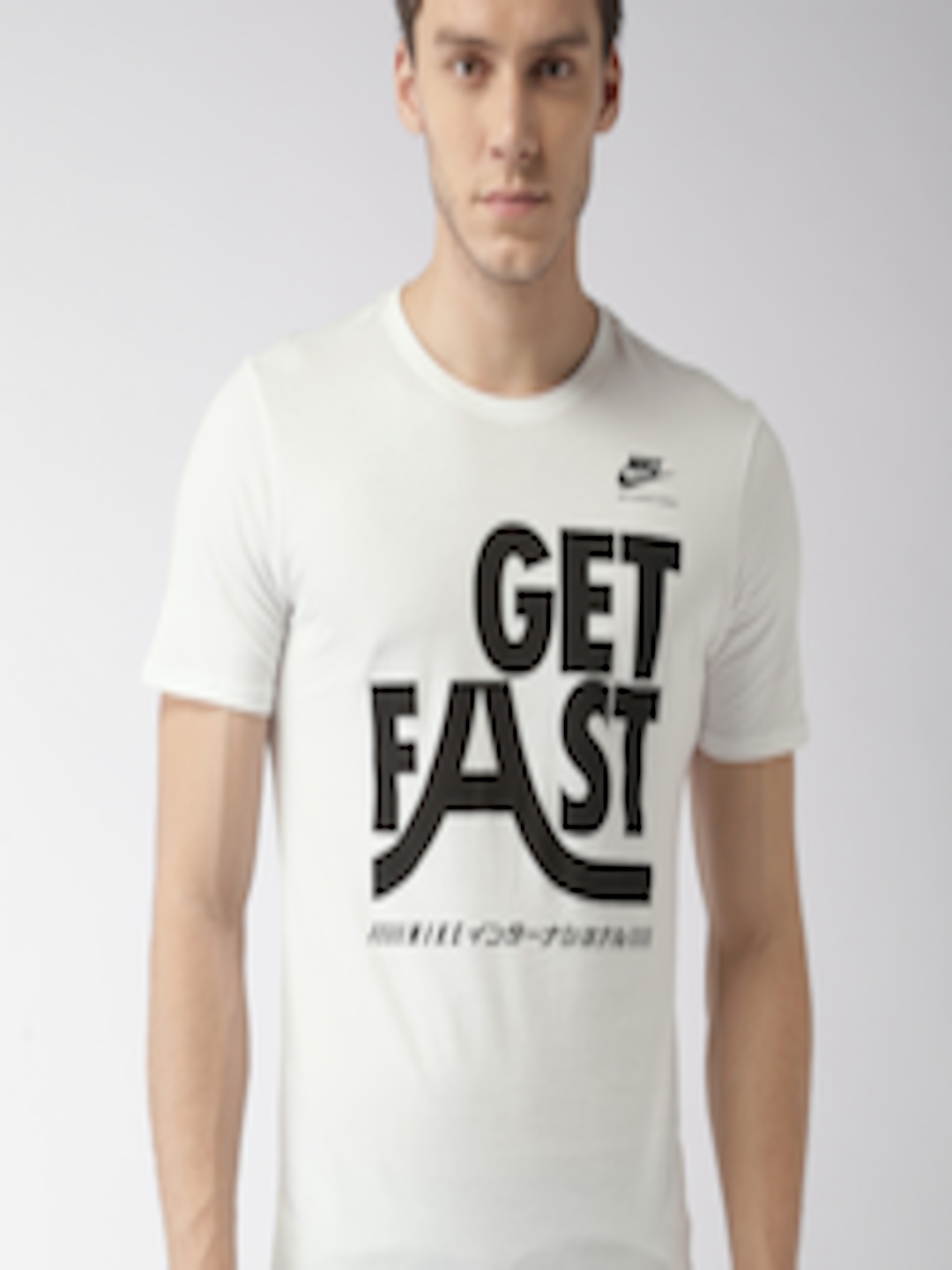Buy Nike Men White Printed AS M NK INTL Round Neck Pure Cotton T Shirt ...