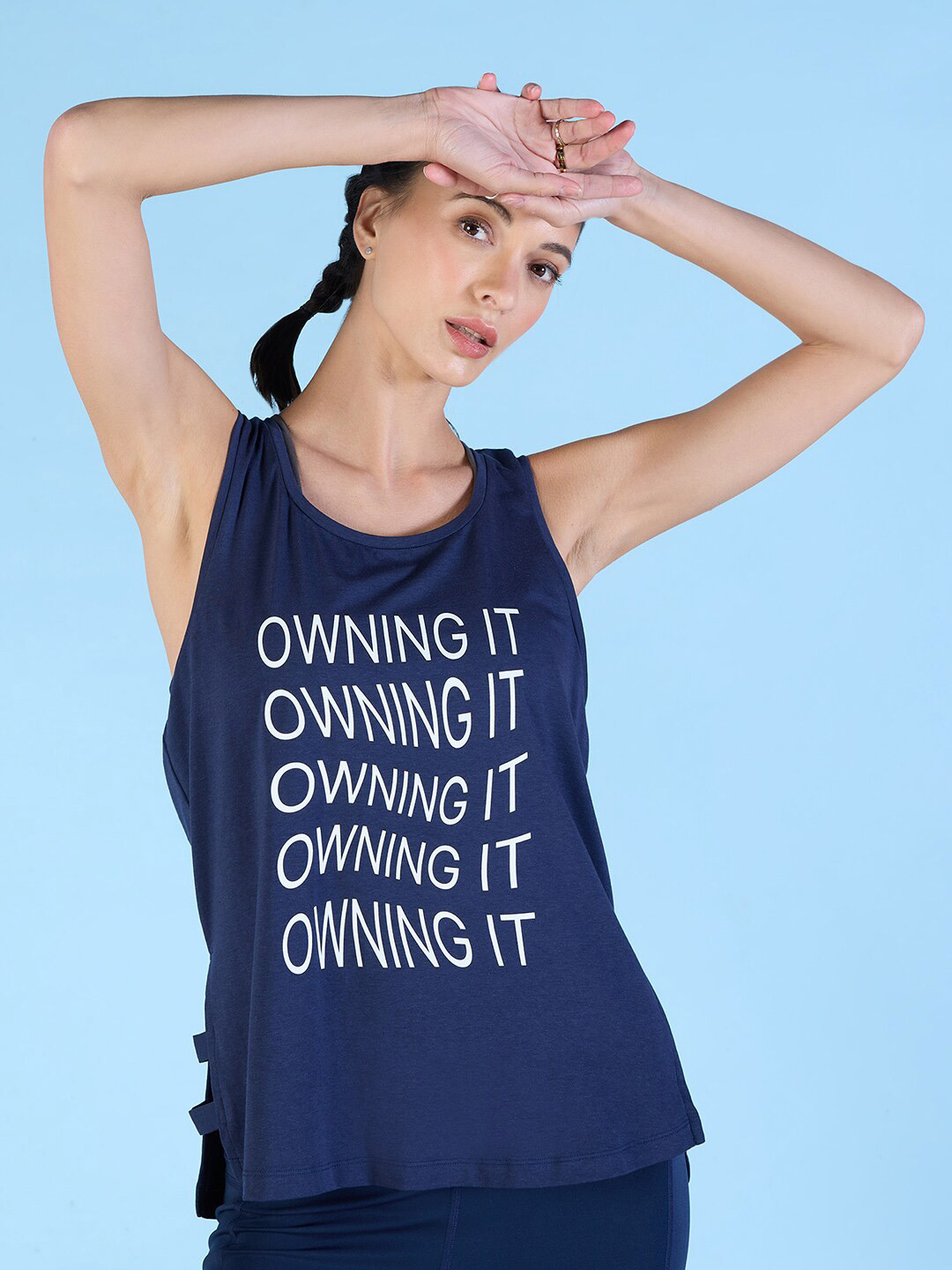 Buy KICA Typography Round Neck Sleeveless Cotton Yoga Tank Top Tops