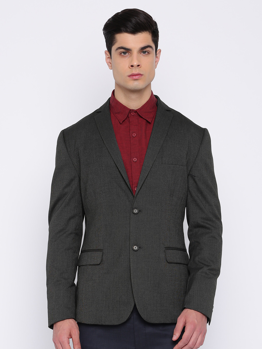 Buy Peter England Charcoal Grey Slim Euro Fit Reversible Blazer