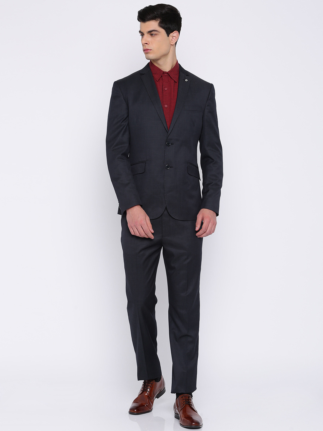 Buy Peter England Elite Men Navy Slim Fit Single Breasted Formal Suit