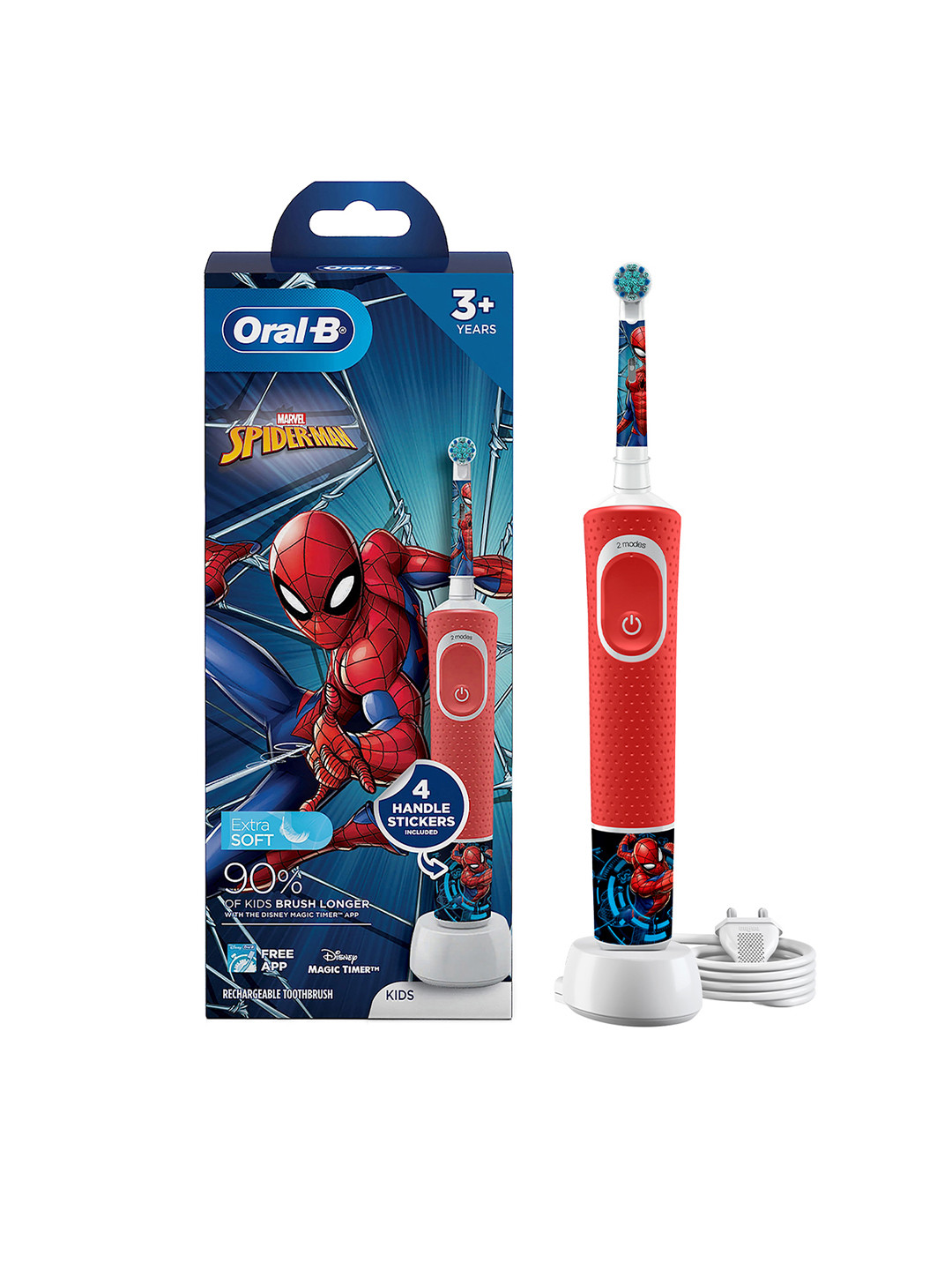 Buy Oral B Kids Spiderman Electric Rechargeable Toothbrush Red ...