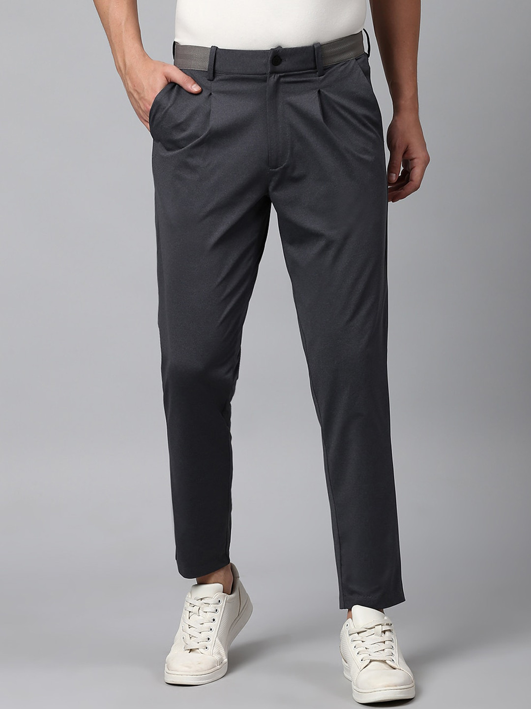 Buy Slowave Men Classic Mid Rise Regular Fit Trousers Trousers for