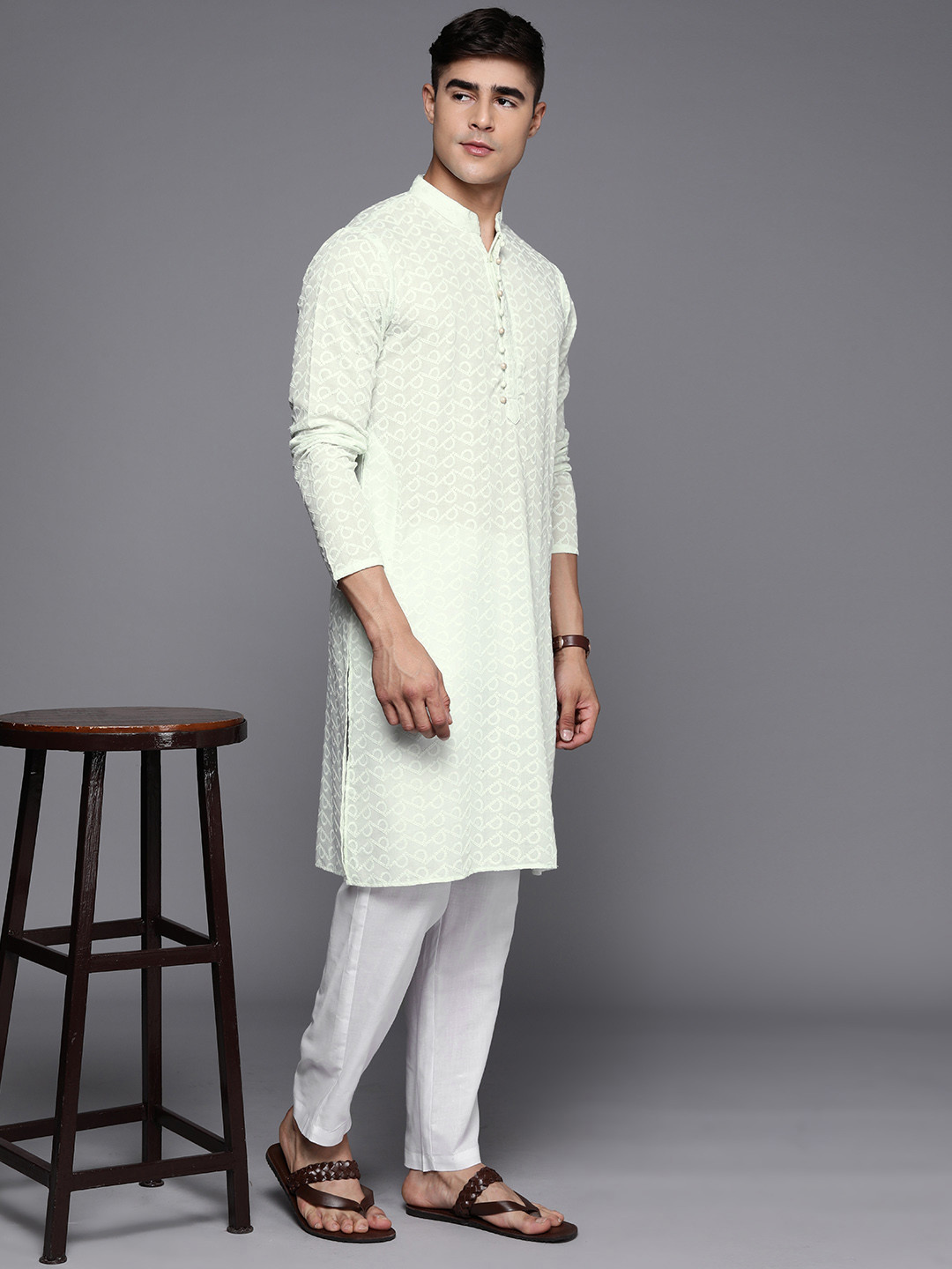Men's Chikankari Embroidered Kurtas.