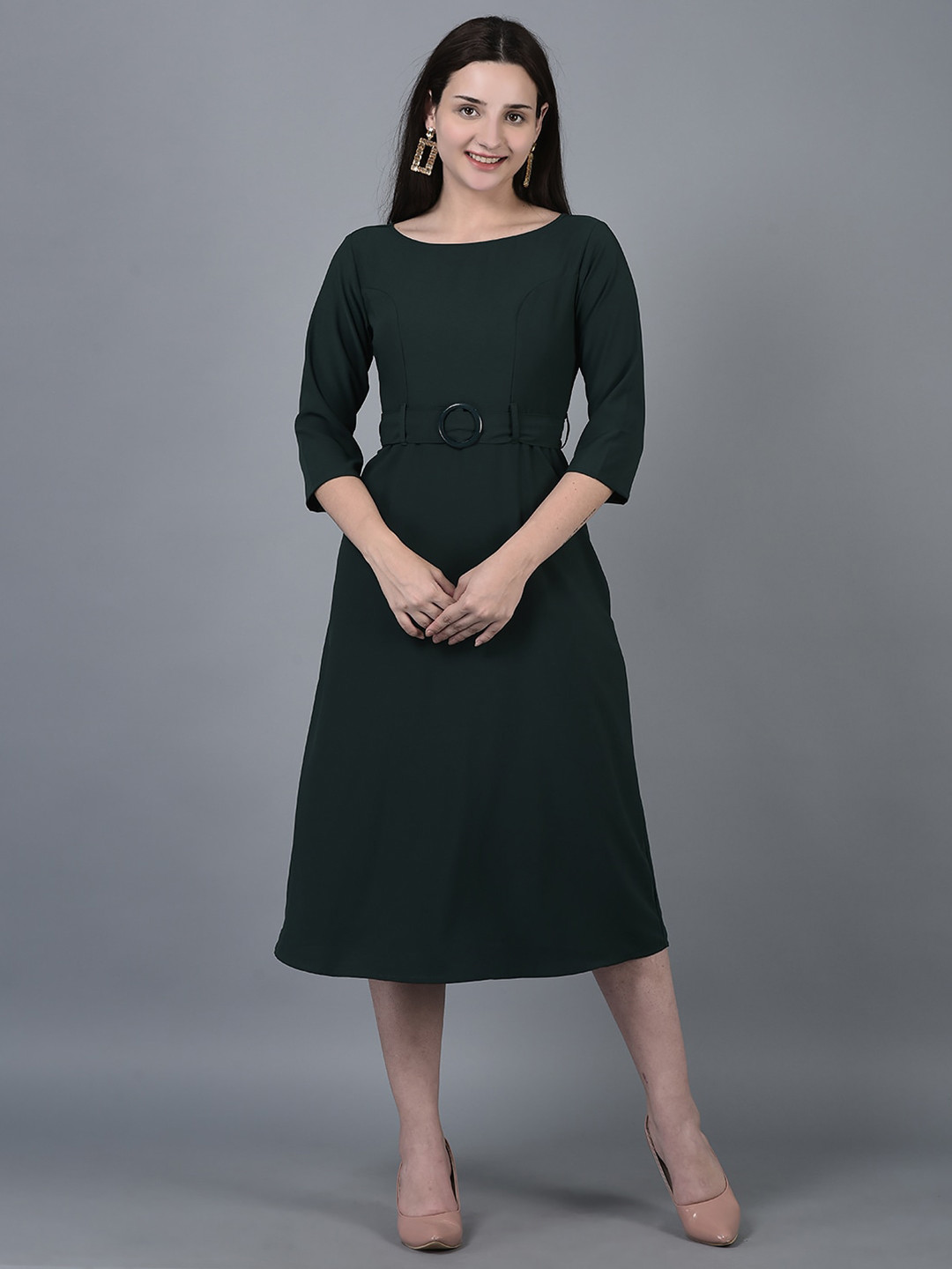 Buy CANOE Boat Neck A Line Midi Dress With Belt Dresses for Women 22553330 Myntra