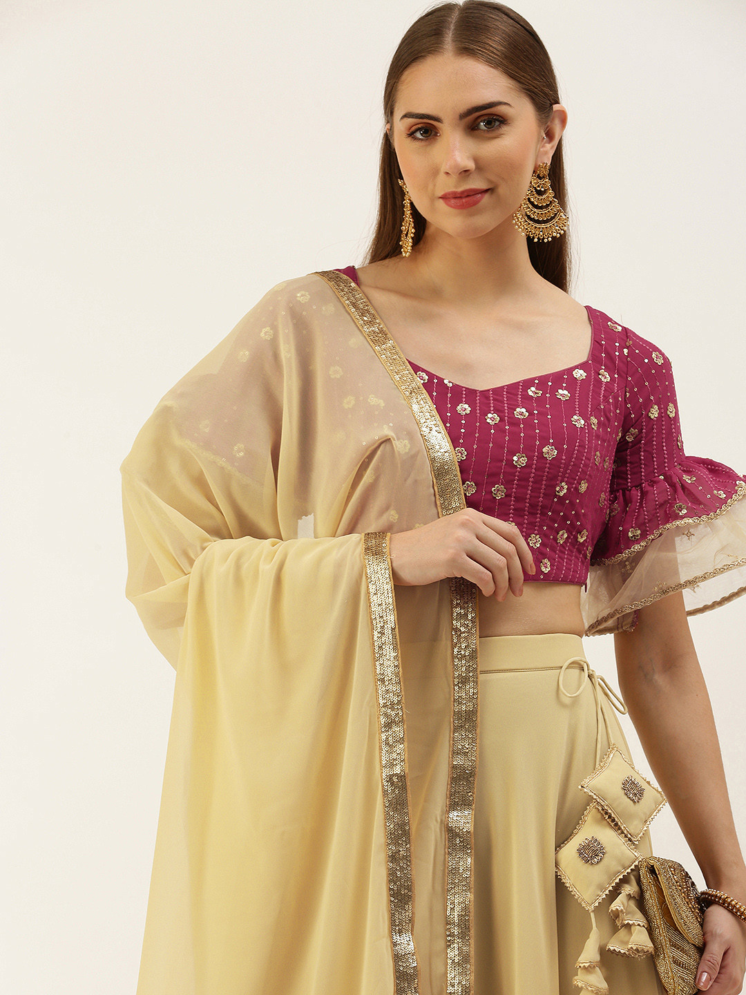 Indo Era Embellished Sequinned Ready to Wear Lehenga Choli With Dupatta