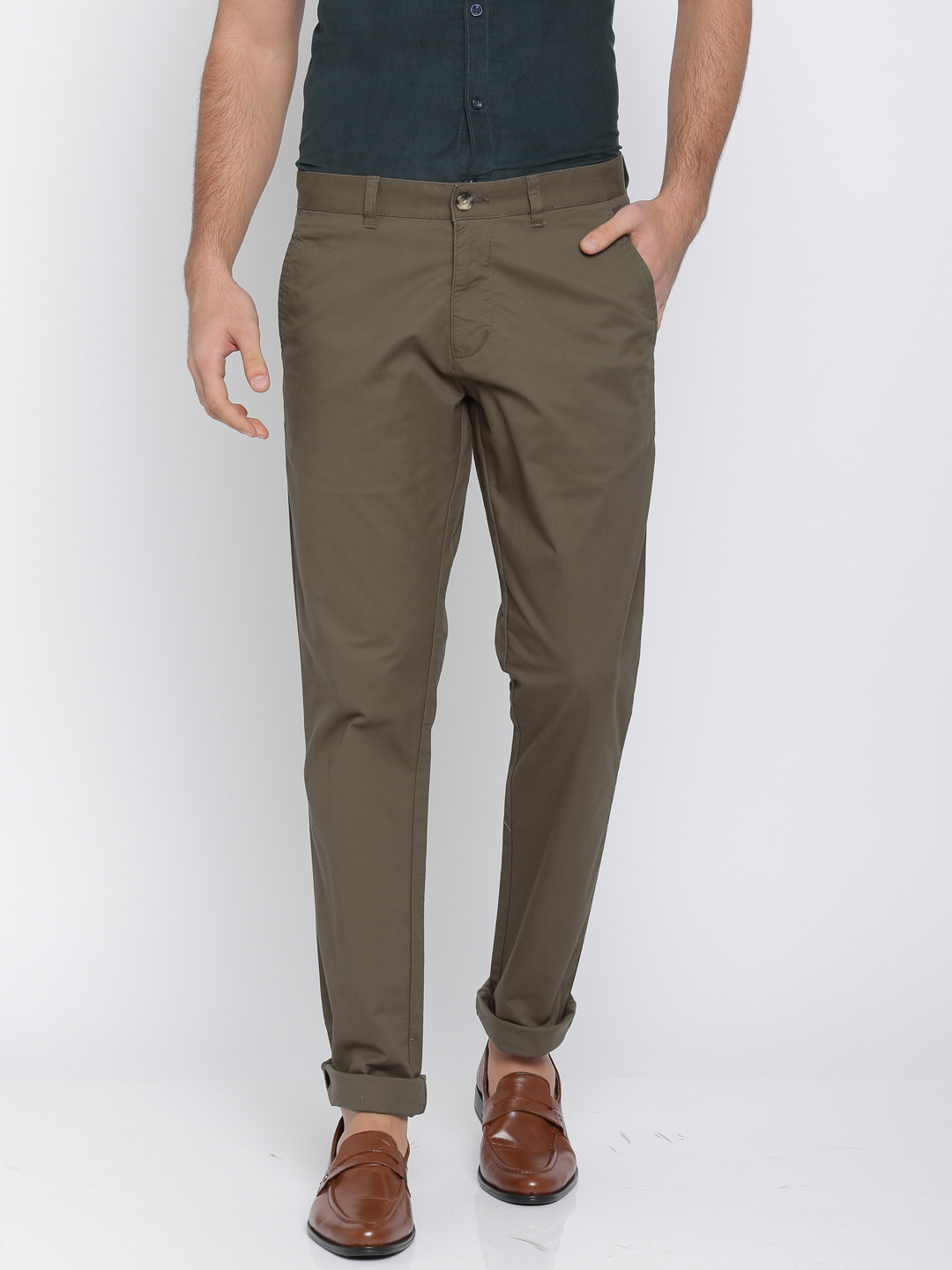 Buy Parx Men Brown Tapered Fit Solid Chinos - Trousers for Men 2255678 ...