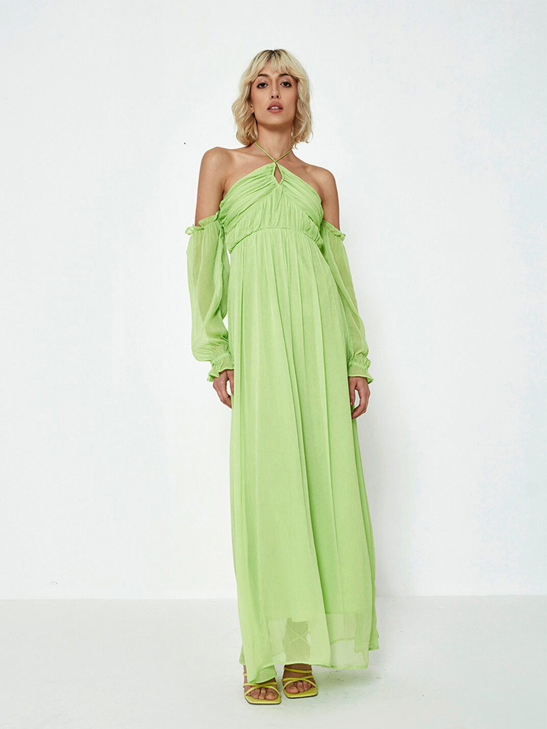 Camilladress V Neck Cold Shoulder Side Split Dress