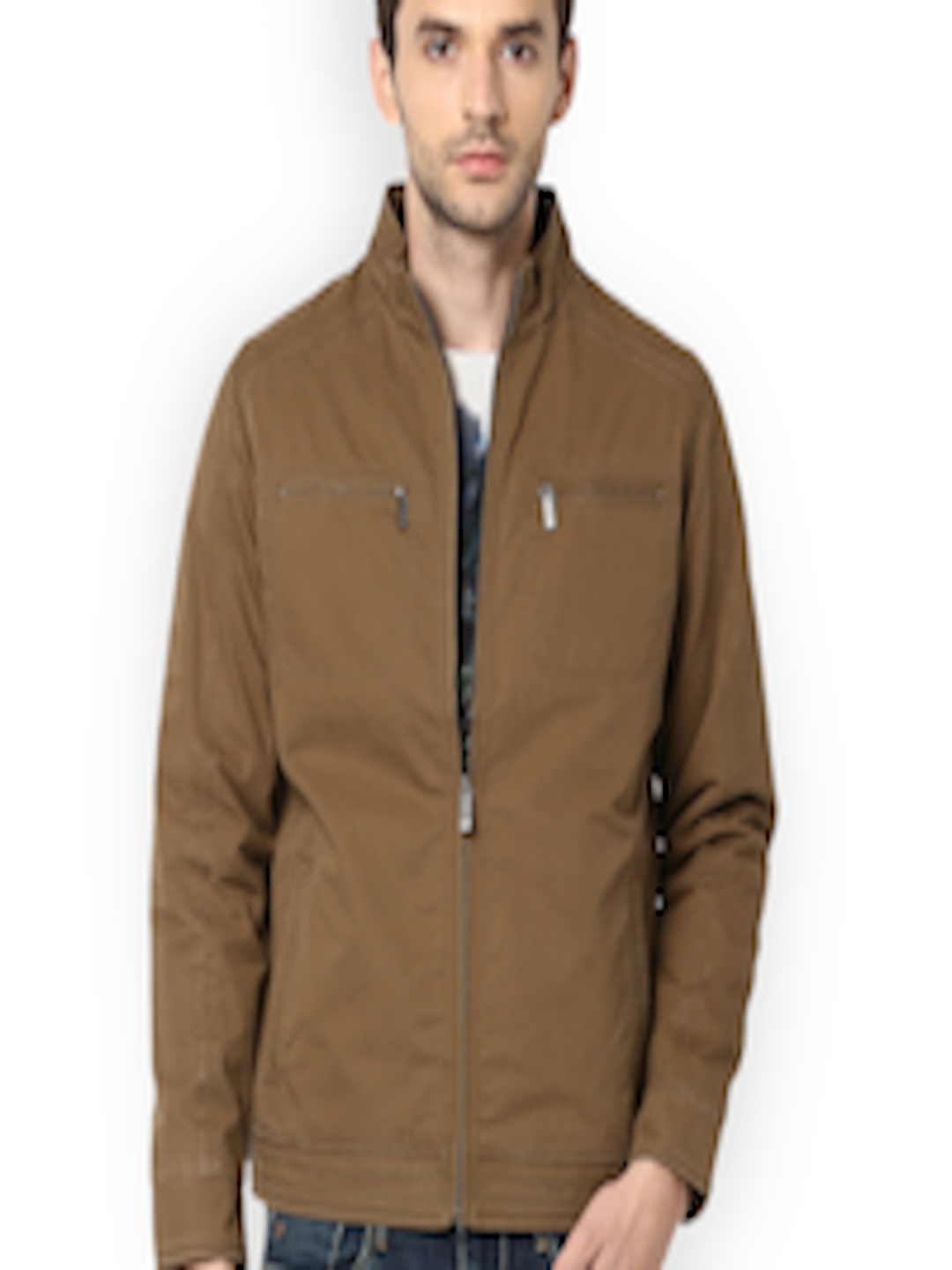 Buy Van Heusen Men Khaki Solid Padded Jacket - Jackets for Men 2255958 ...