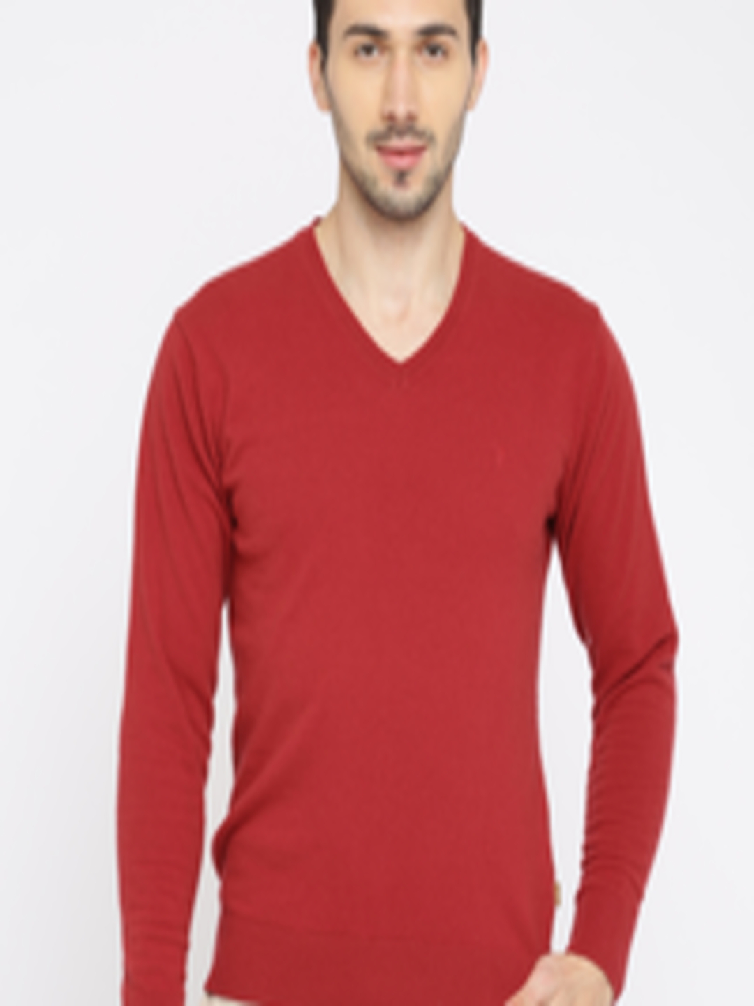 Buy Indian Terrain Men Red Solid Pullover - Sweaters for Men 2256008 ...