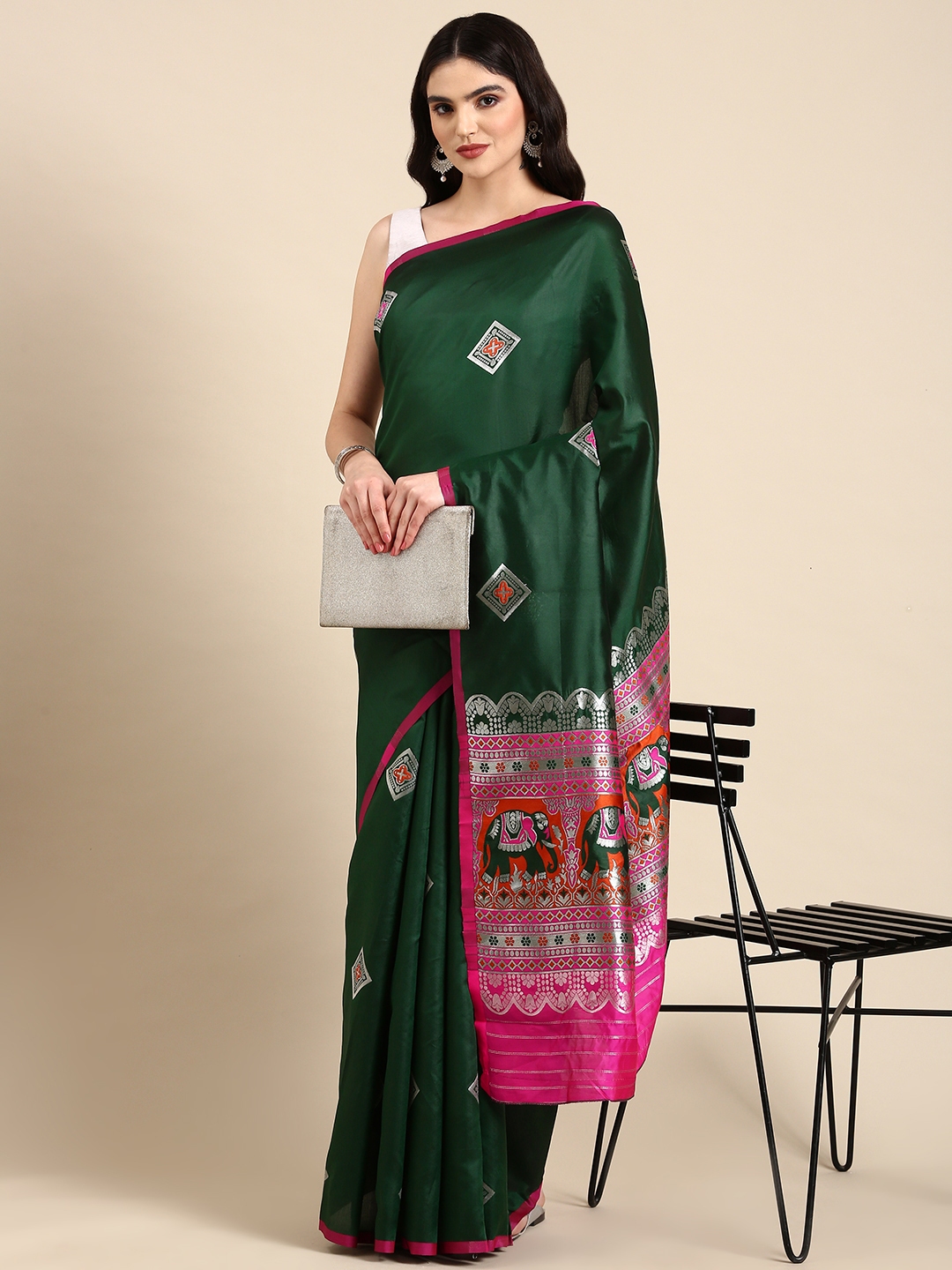 Buy HERE NOW Ethnic Motifs Jacquard Banarasi Saree Sarees for Women