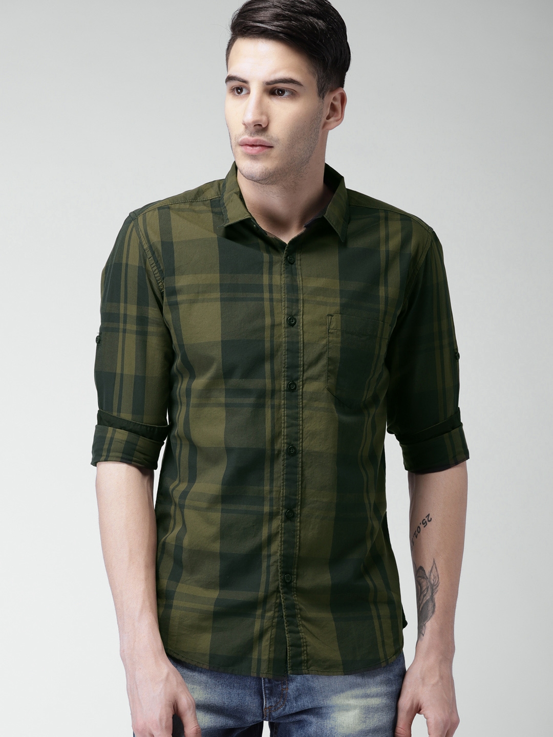 Dark Olive Green Shirt Mens Agbu Hye Geen