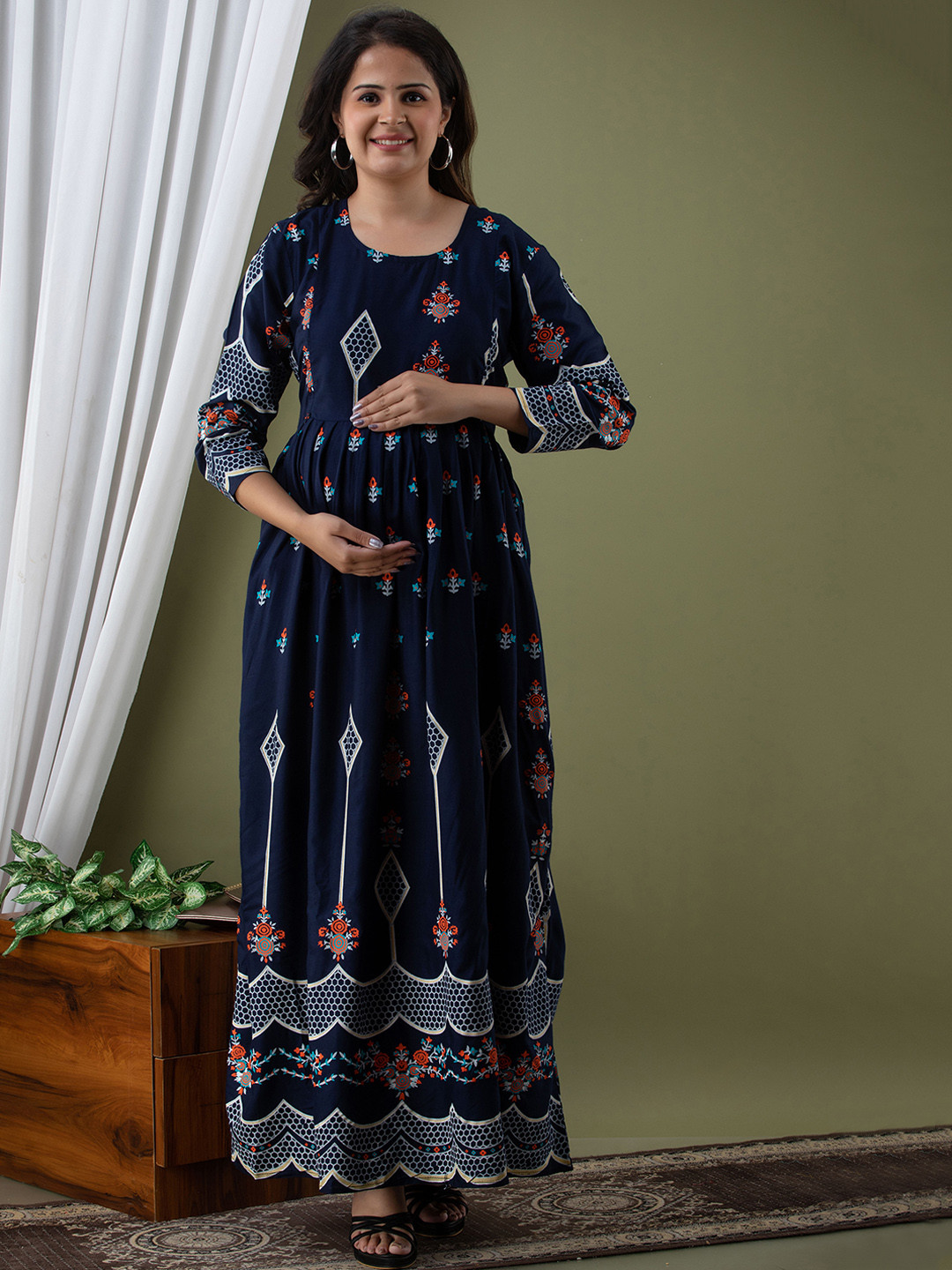 Buy Mialo Fashion Ethnic Motifs Printed Cotton Feeding Maternity Ethnic