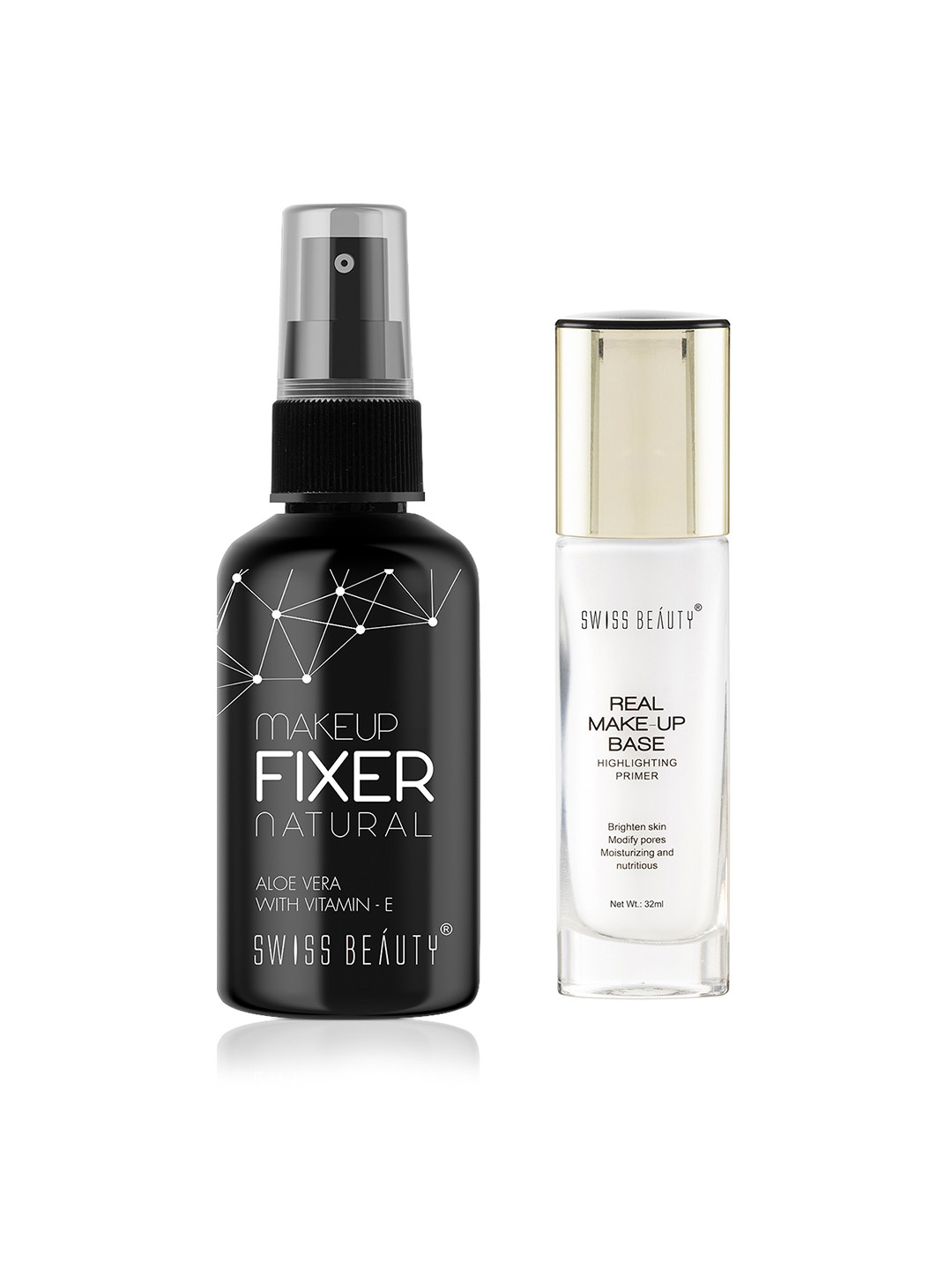 Buy SWISS BEAUTY Set Of Makeup Fixer Natural Spray + Real Make Up Base