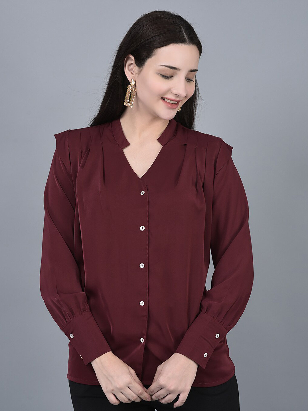 Buy CANOE Smart Mandarin Collar Casual Shirt Shirts for Women 22573184 Myntra