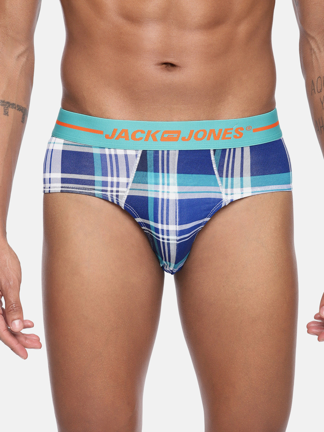 Buy Jack & Jones Men Blue & White Checked Briefs 1955299001 Briefs for Men 2257325 Myntra