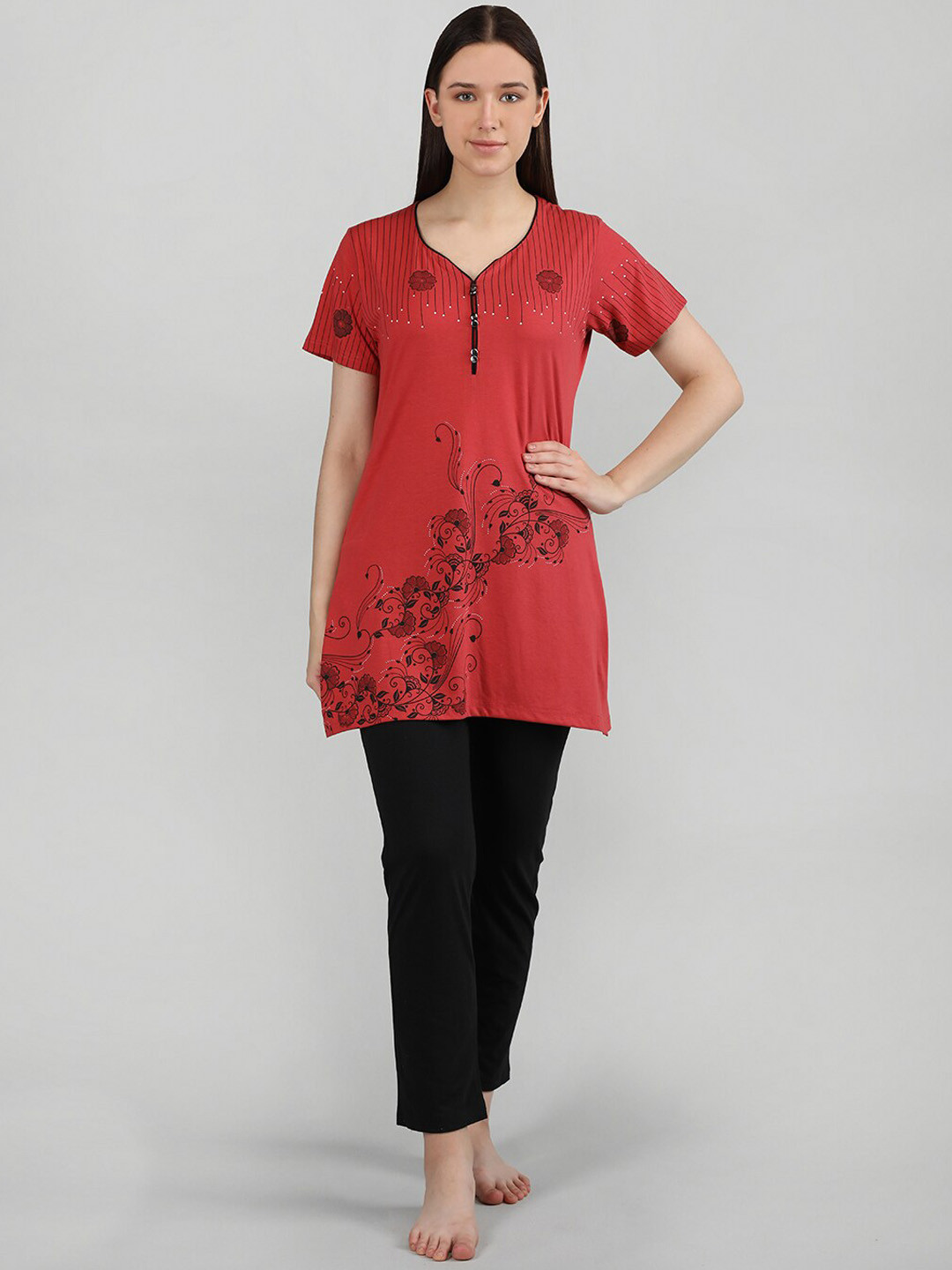 Buy Duchess Floral Printed Round Neck Night Suit Night Suits for