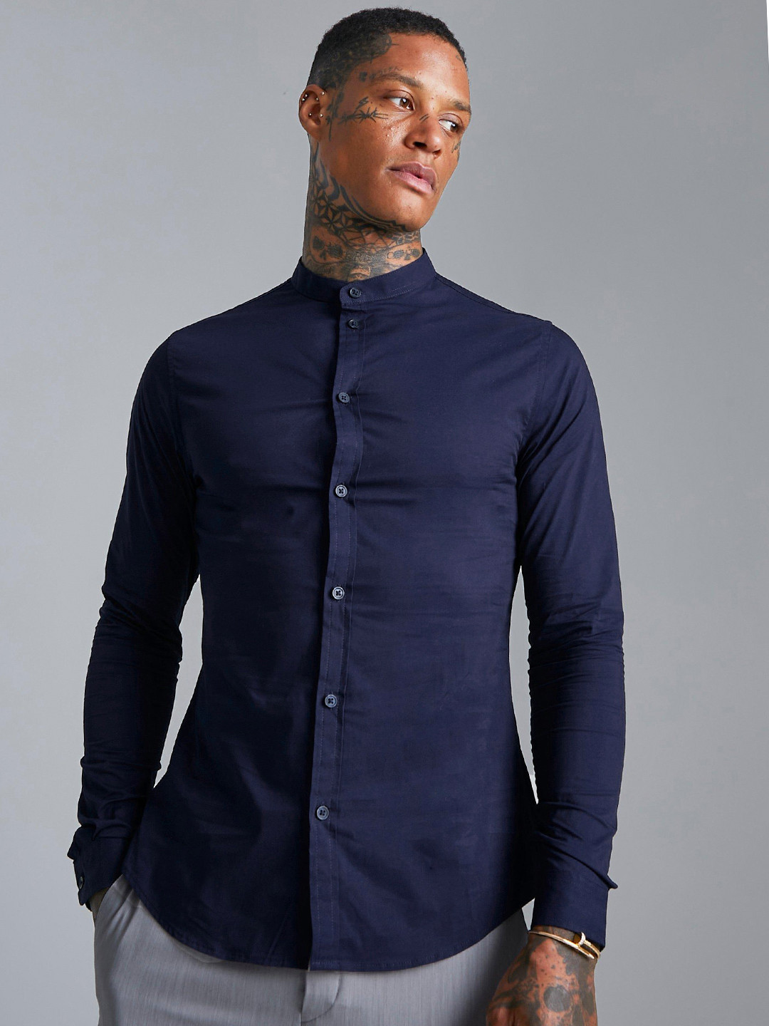 Buy BoohooMAN Slim Fit Grandad Shirt Shirts for Men 22575670 Myntra