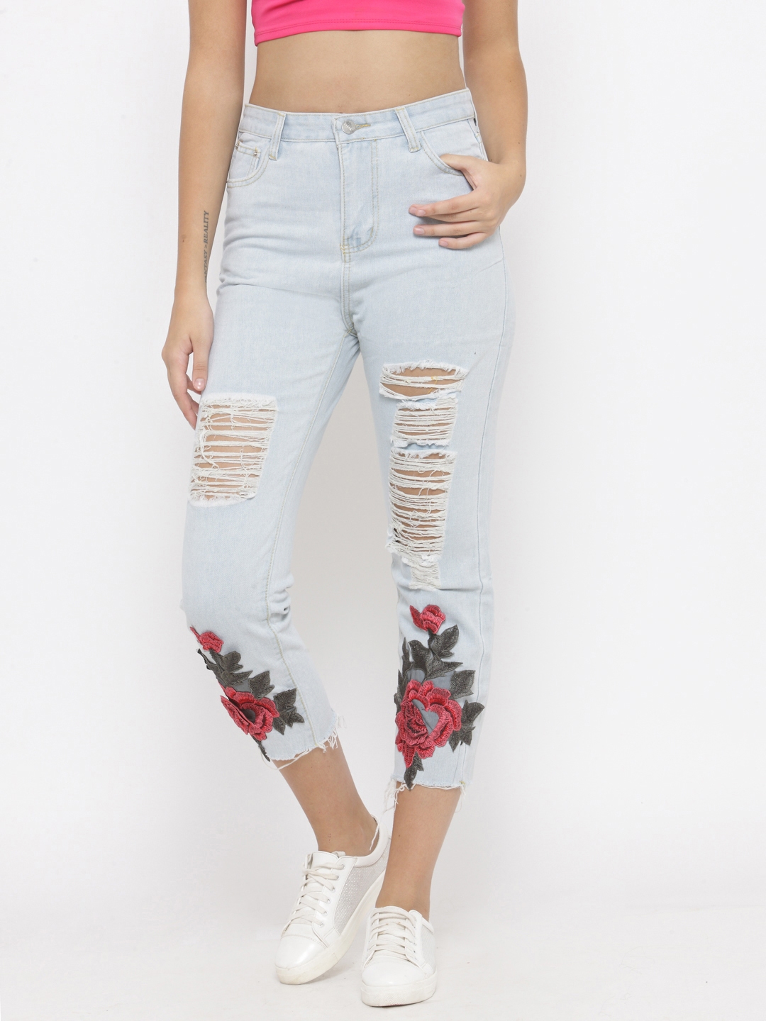 highly distressed jeans womens