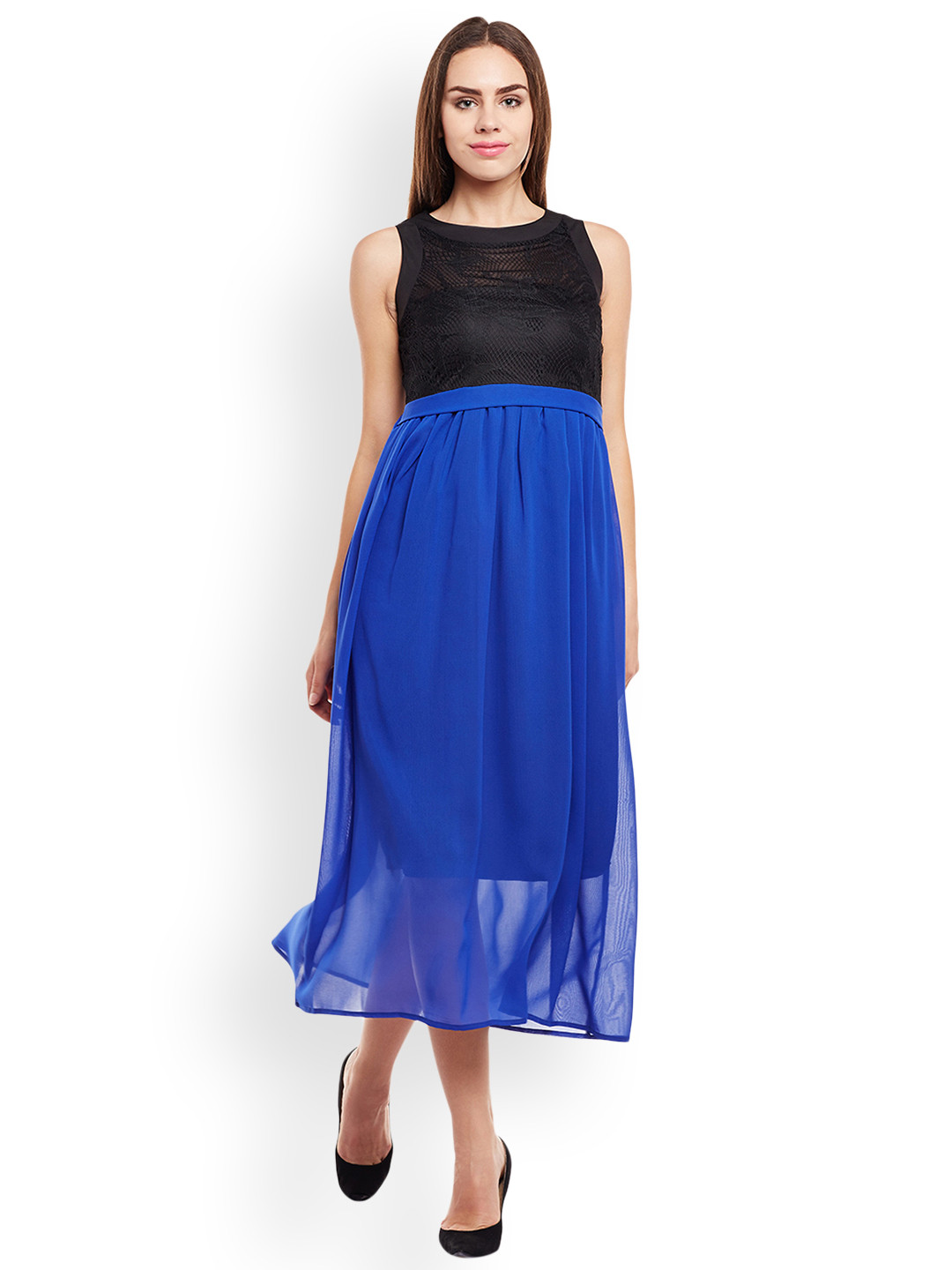 Buy Eyelet Women Blue Solid Maxi Dress Dresses for Women 2257851 Myntra