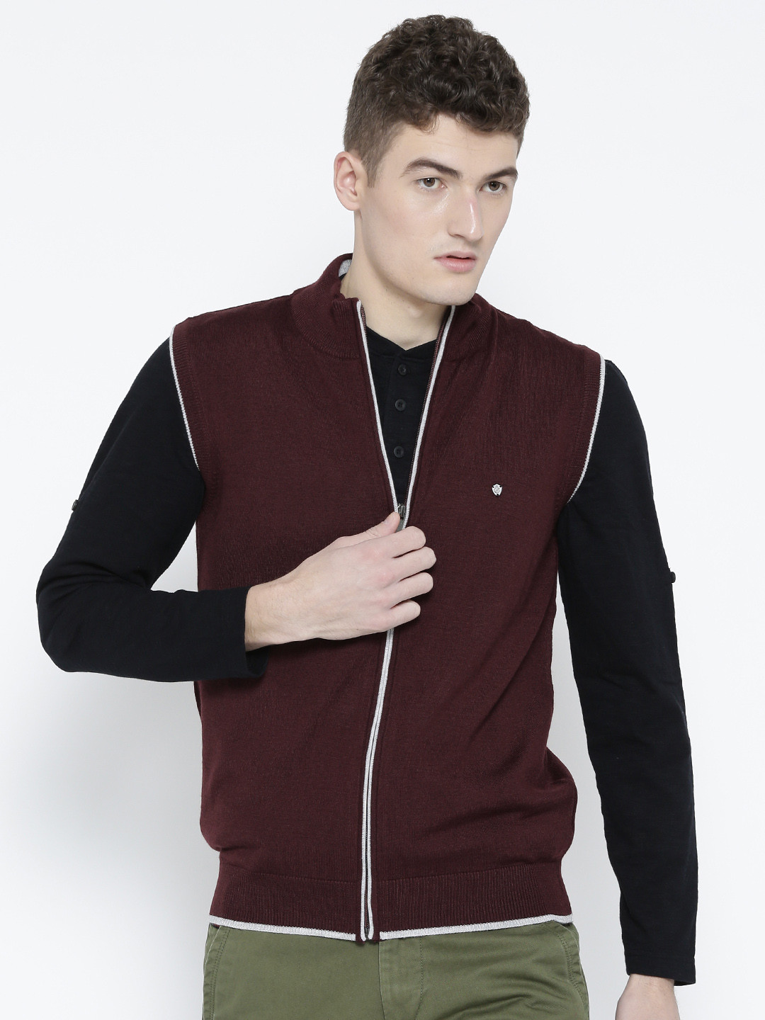 Buy Blackberrys Men Burgundy Solid Cardigan Sweaters for Men 2259460