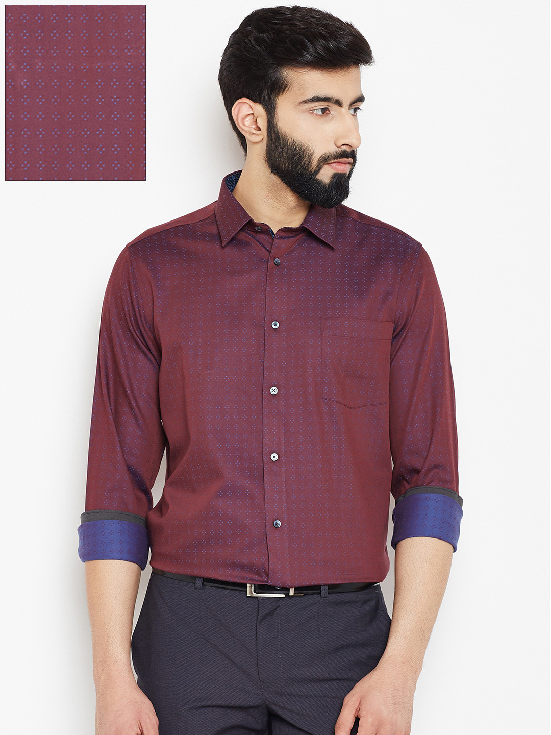 Buy Blackberrys Men Brick Red Printed Smart Casual Shirt Shirts for