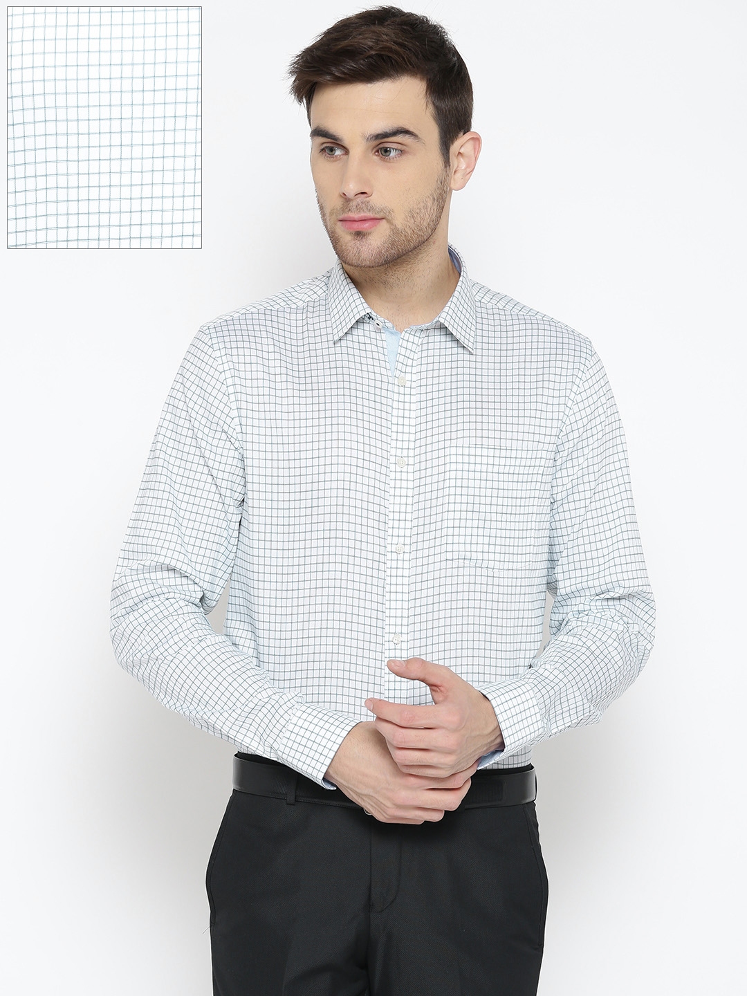green strike off white shirt