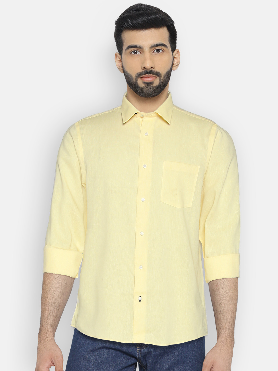 Buy Blackberrys Men Yellow Solid Formal Shirt Shirts for Men 2259751
