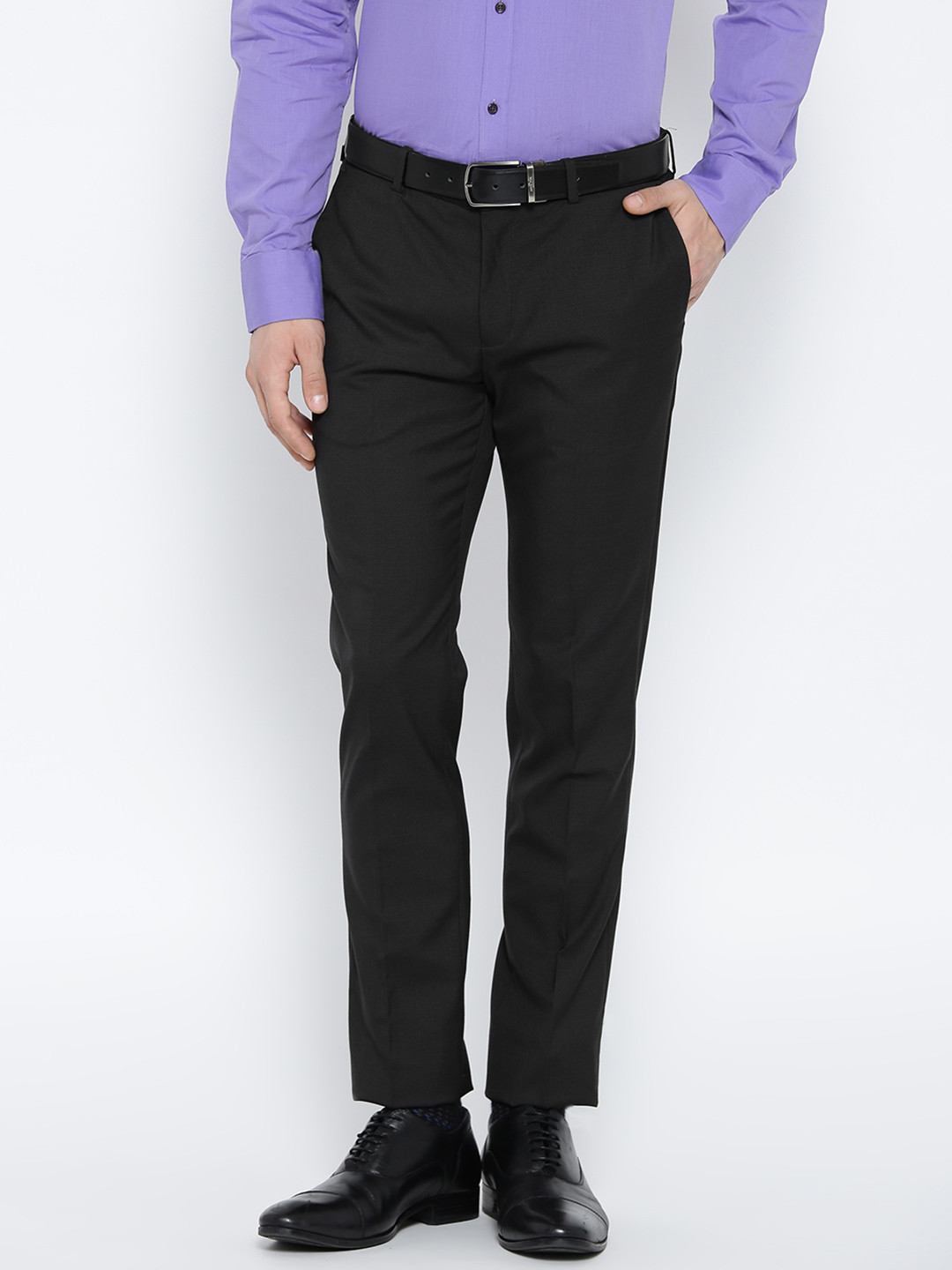 Buy Blackberrys Men Charcoal Grey Regular Fit Self Design Formal