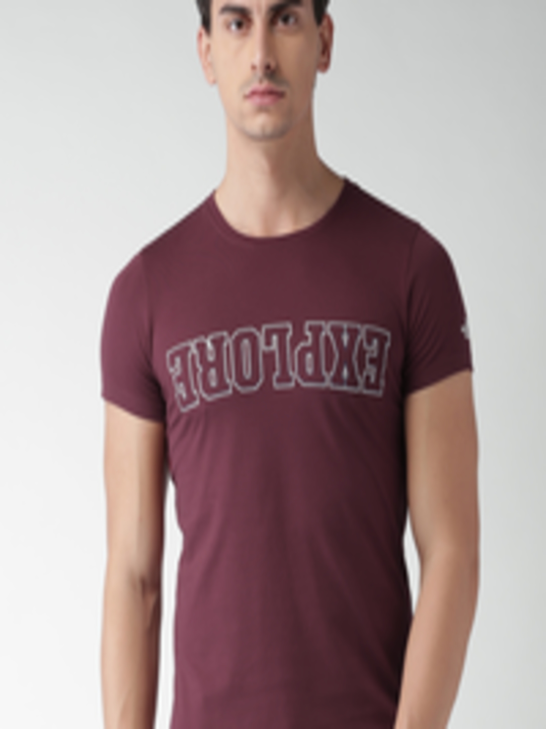 Buy The North Face Men Maroon Printed Round Neck T Shirt - Tshirts for ...