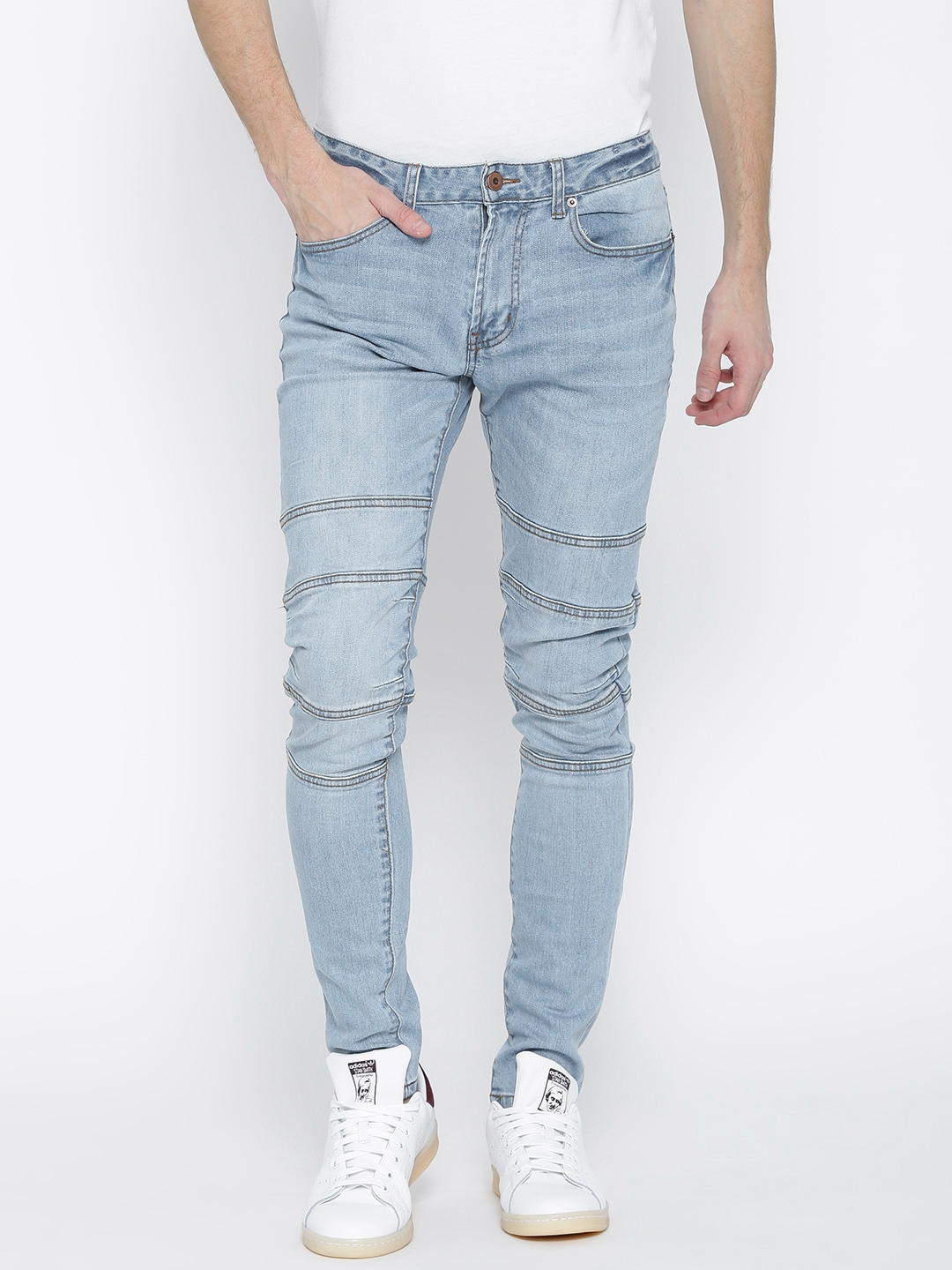 Buy FOREVER 21 Men Blue Regular Fit Mid Rise Clean Look Stretchable ...