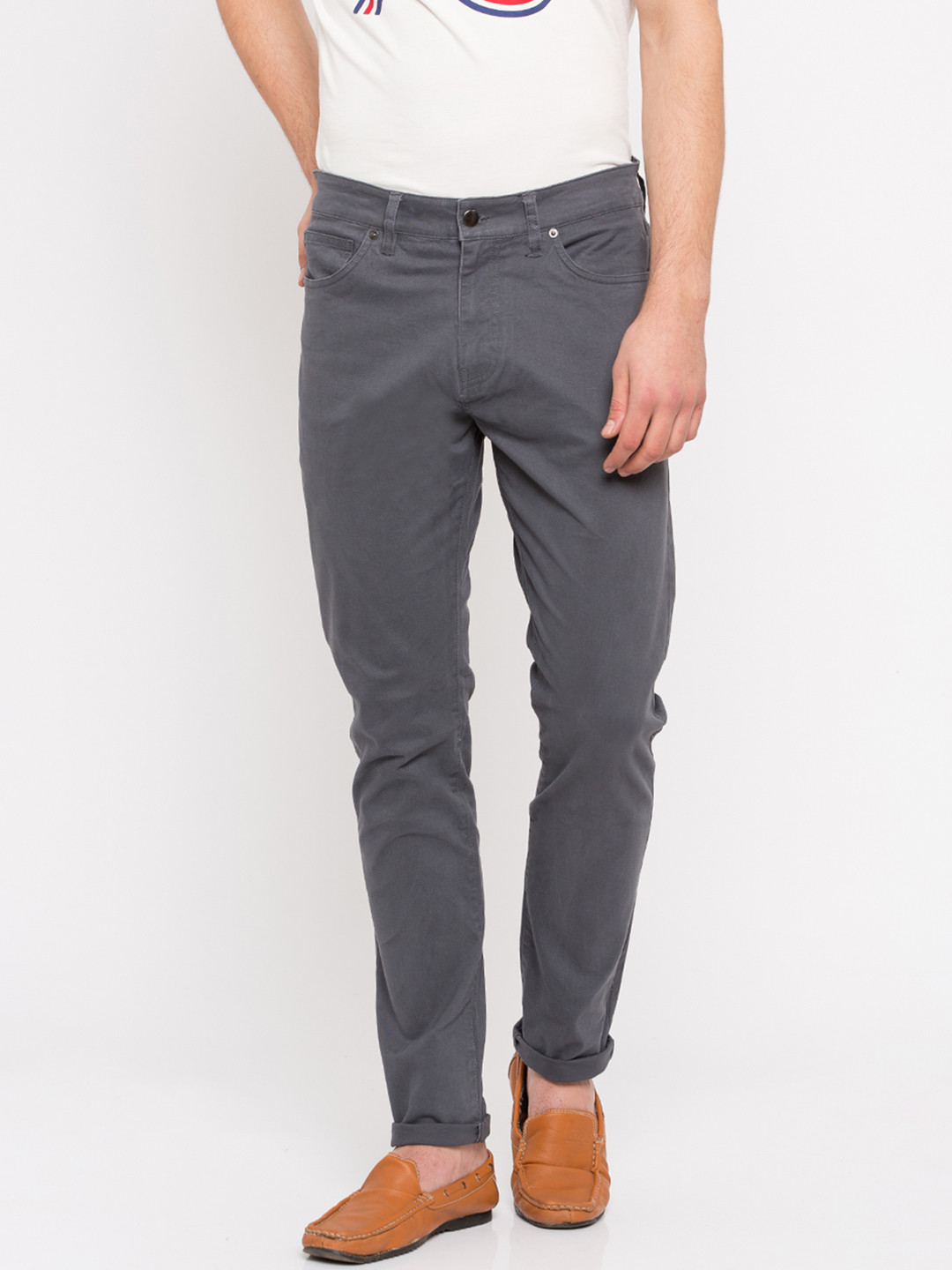 Buy FOREVER 21 Men Grey Regular Fit Solid Trousers - Trousers for Men ...