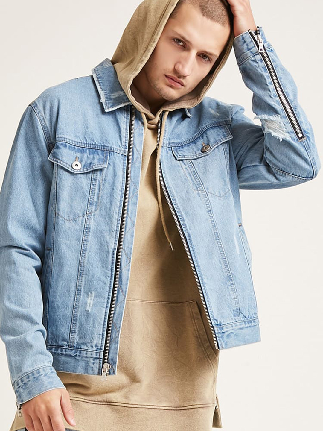 Buy FOREVER 21 Men Blue Washed Denim Jacket Jackets for Men 2260775