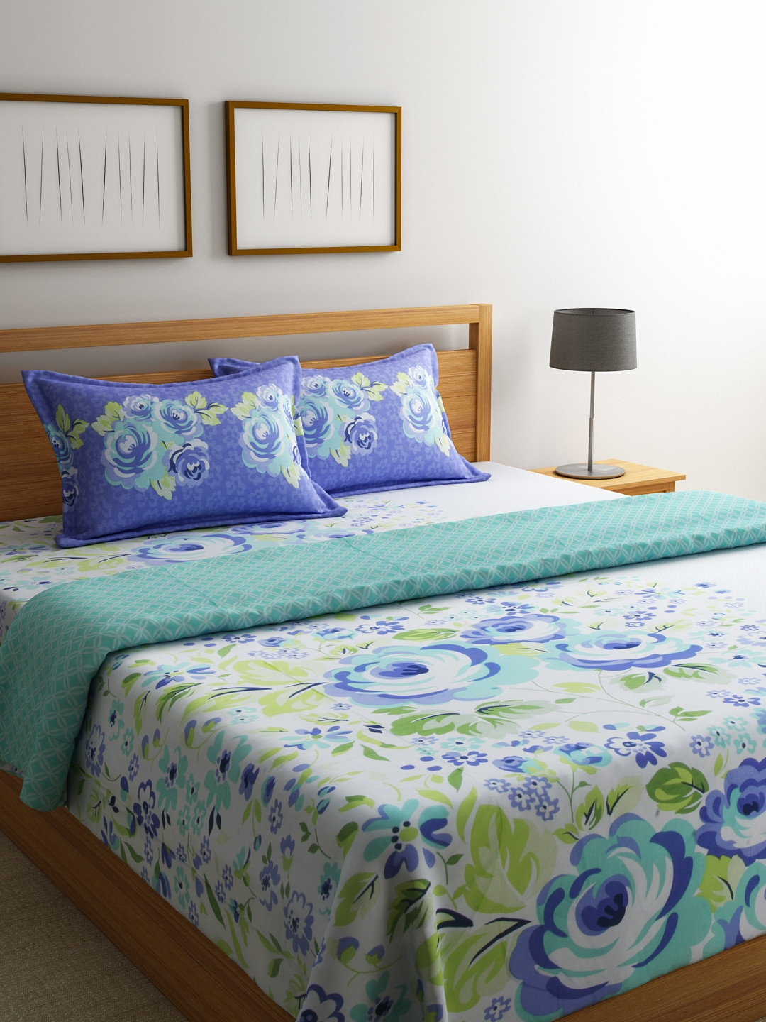 Buy Portico New York White & Purple Printed Bedding Set With Comforter