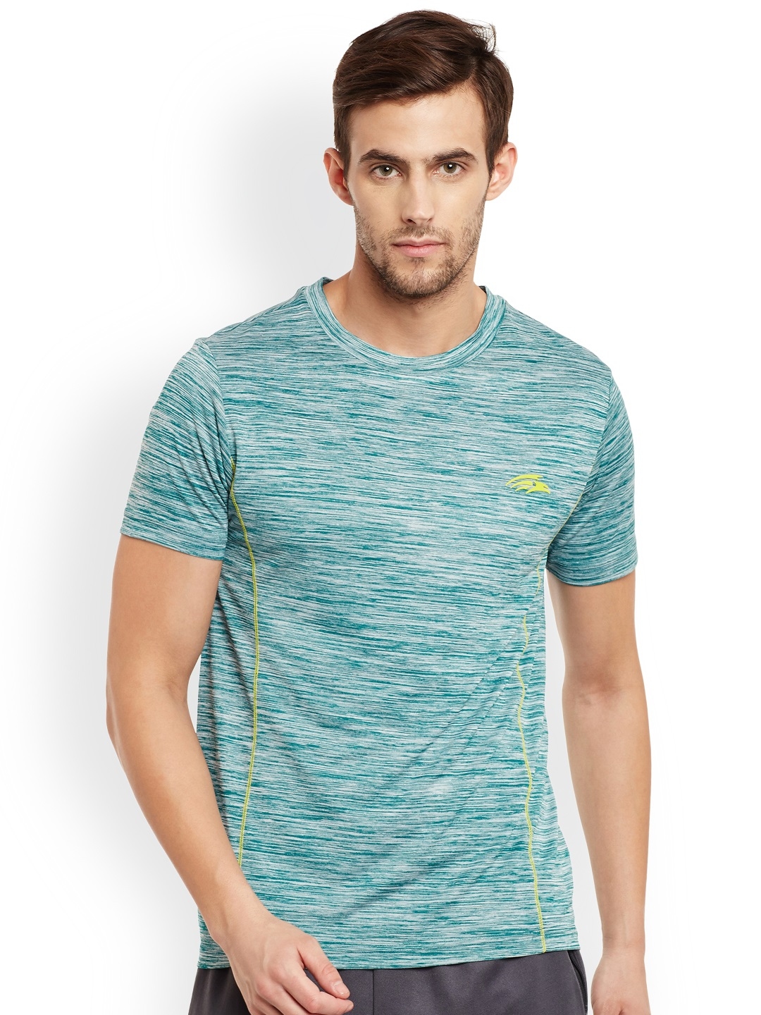 Buy PERF Men Green Self Design Round Neck T Shirt - Tshirts for Men ...