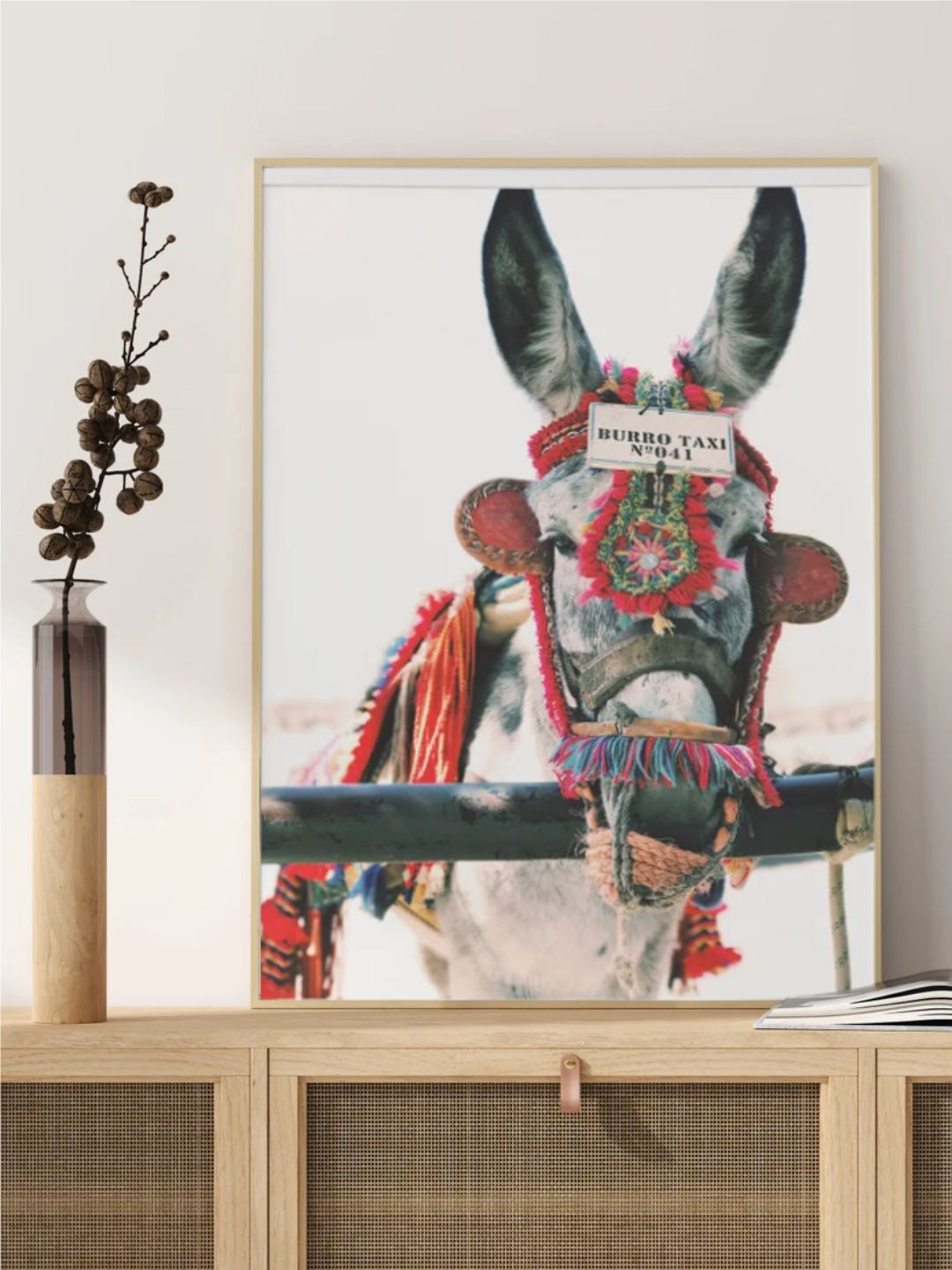 Buy INDIAN CLASSIC ART White & Red Colorful Donkey Wall Art Wall Art