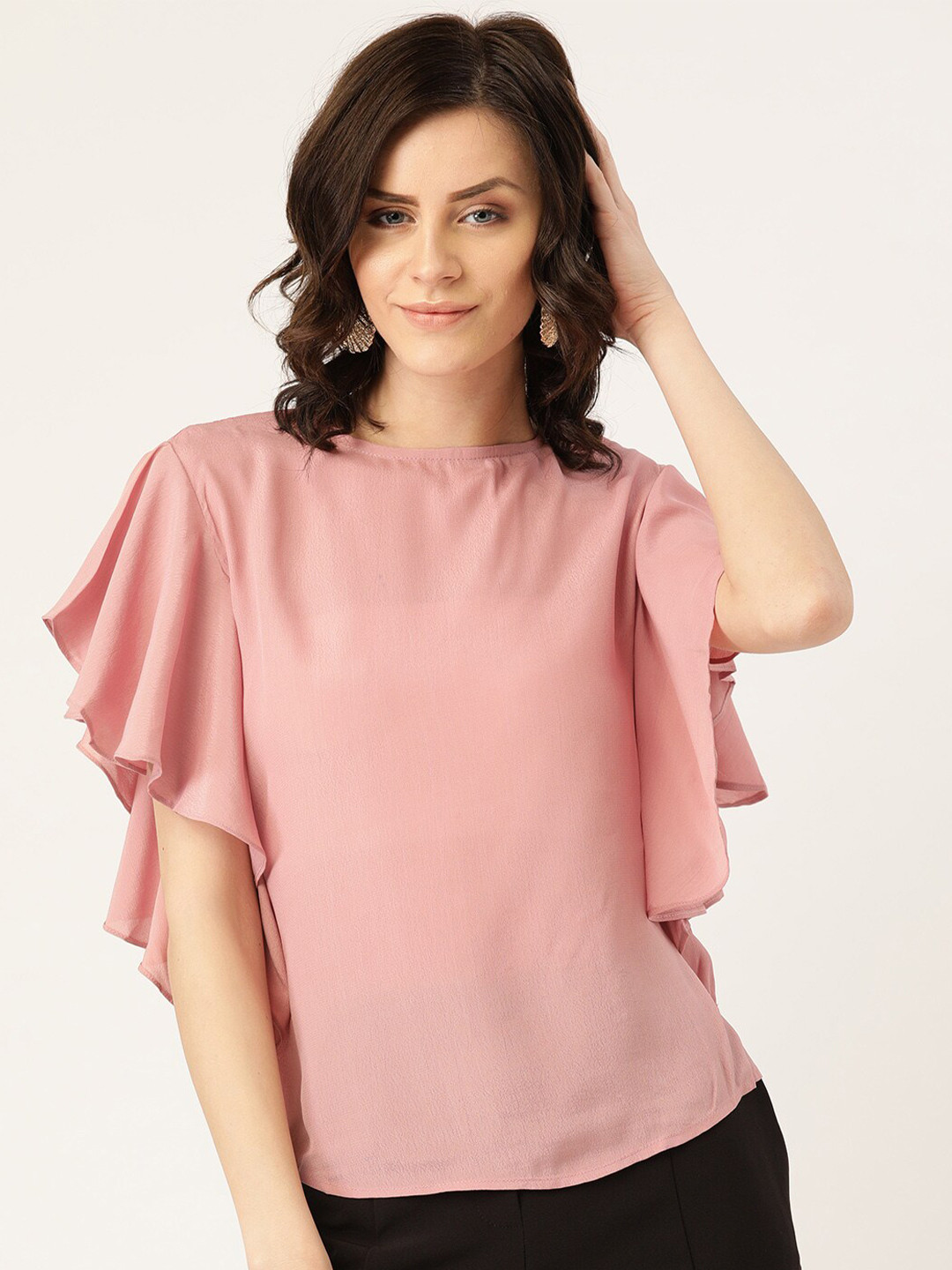 Fifi Flutter Sleeves Top (Blush Pink)