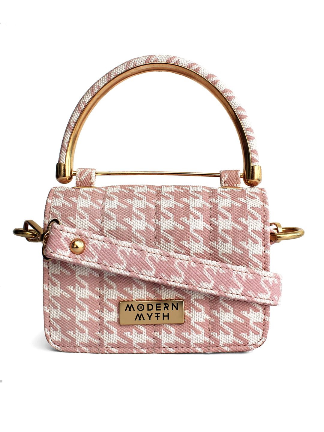 Buy MODERN MYTH Pink Textured Structured Shoulder Bag With Quilted
