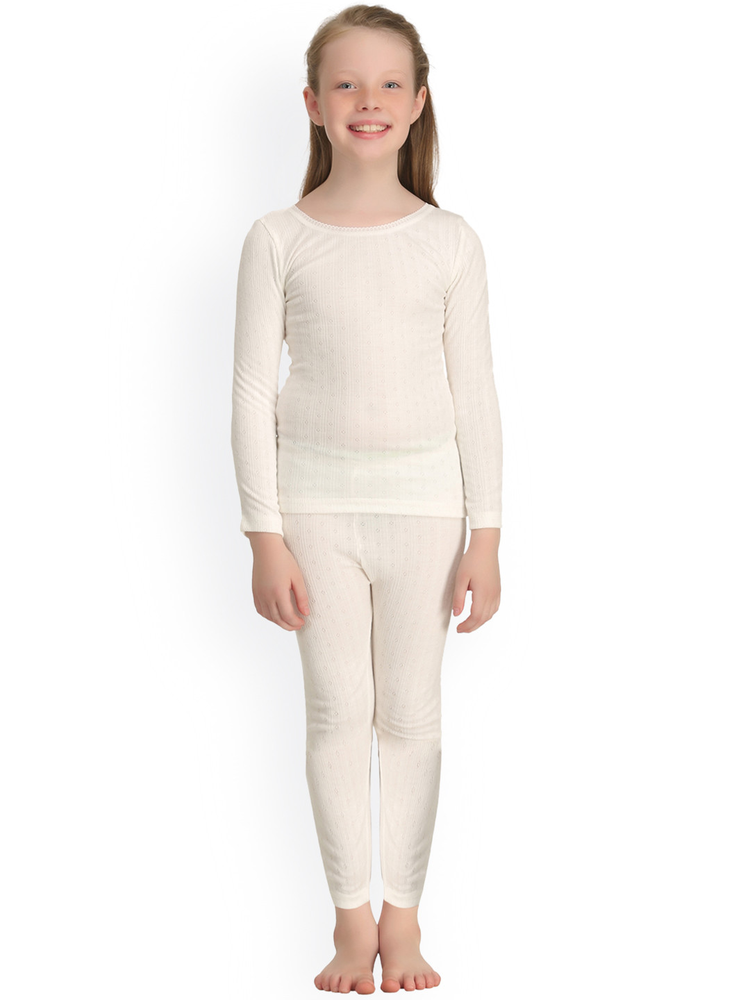 Buy Kanvin Girls Off White Thermal Set Thermal Set for Girls 2261966