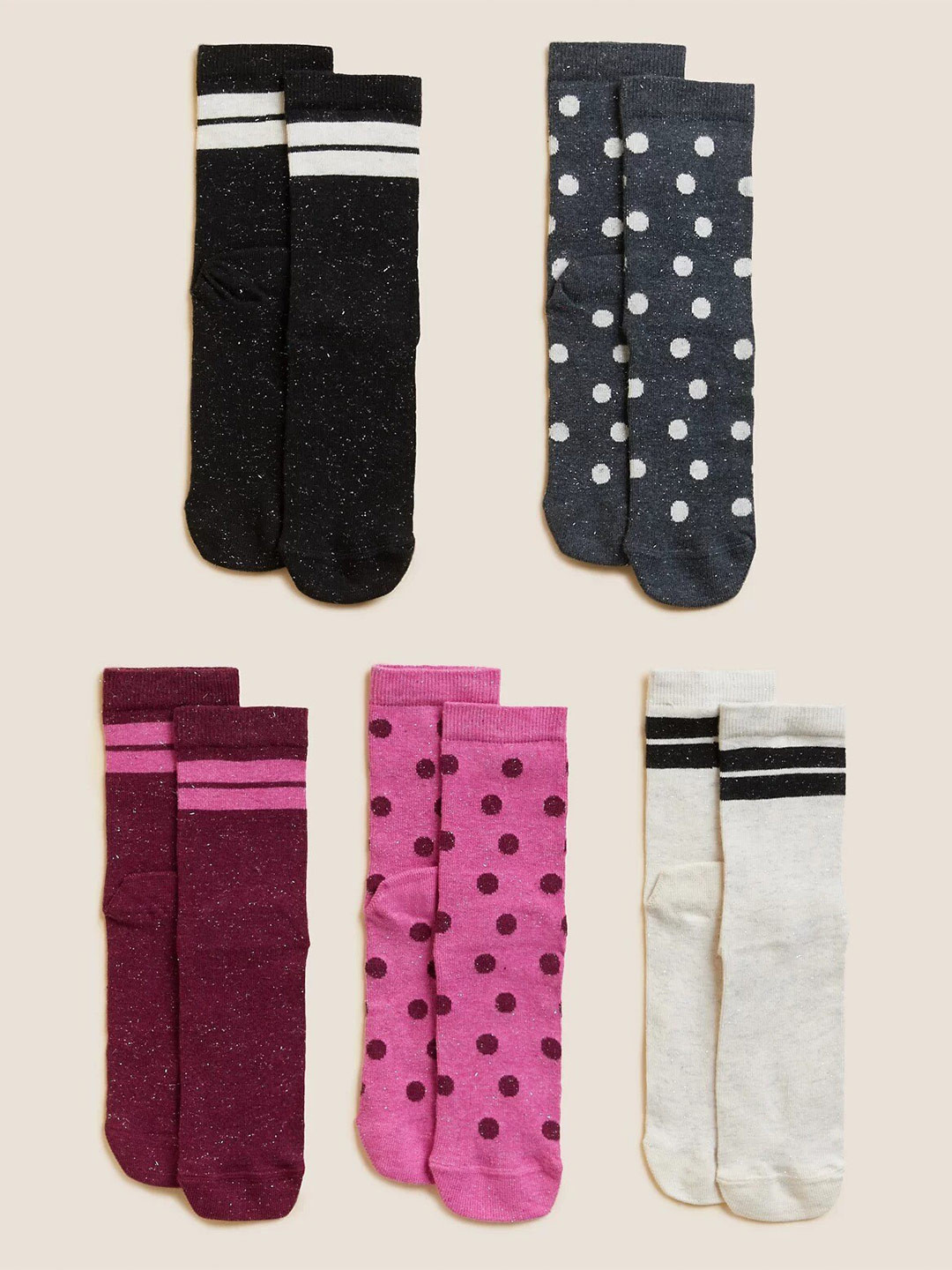 Buy Marks & Spencer Kids Pack Of 5 Cotton Calf Length Socks Socks for