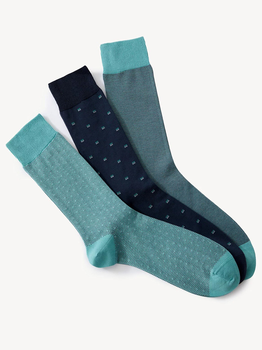 Buy Marks & Spencer Men Pack Of 3 Patterned Calf Length Socks Socks