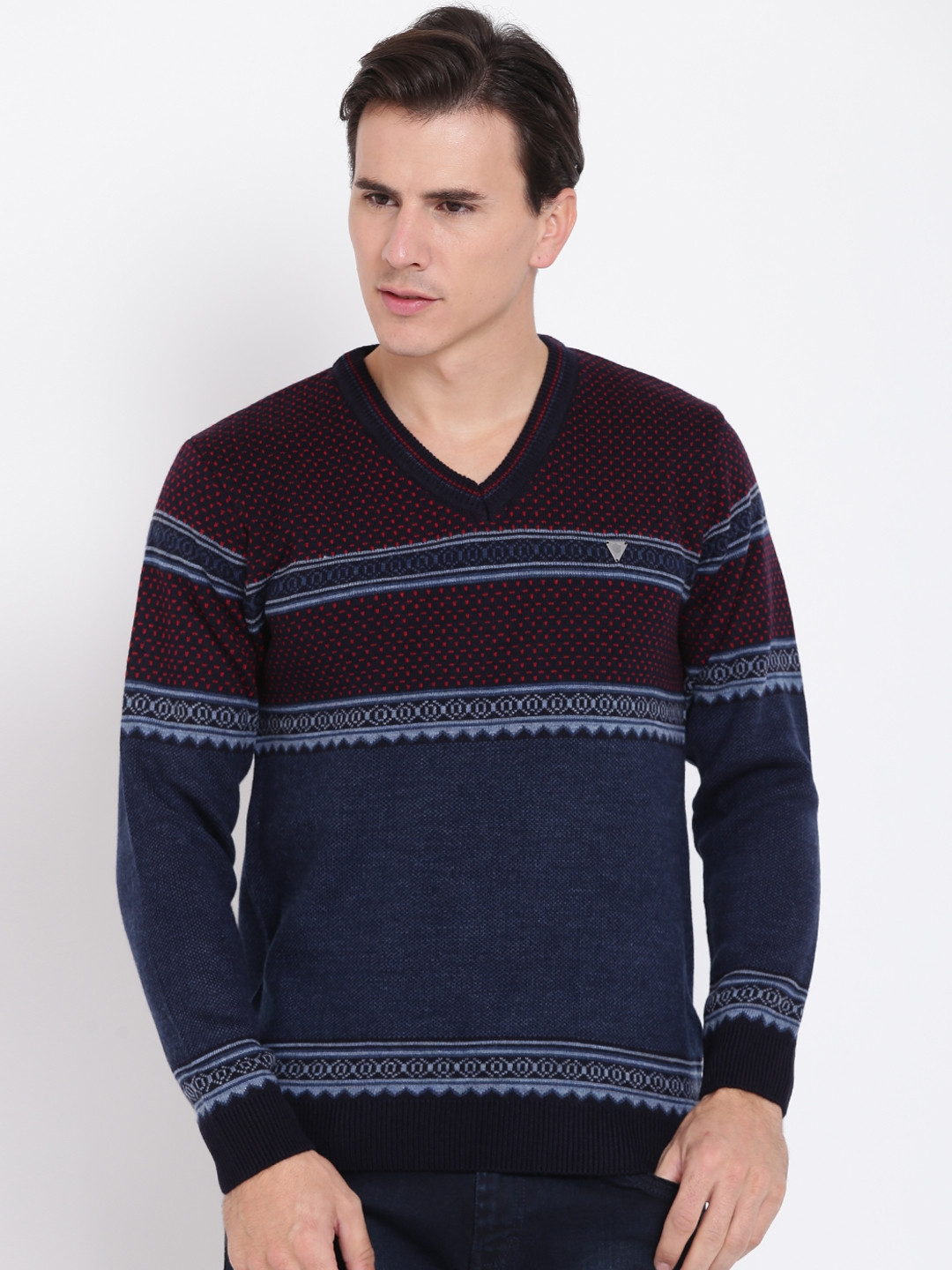 Buy Duke Men Navy Blue Striped Sweater - Sweaters for Men 2262436 | Myntra