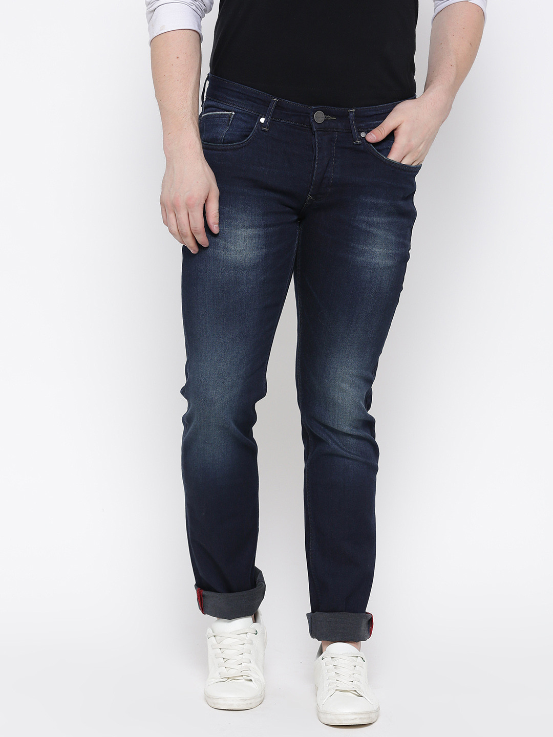 Buy Louis Philippe Jeans Men Navy Slim Fit Low Rise Clean Look