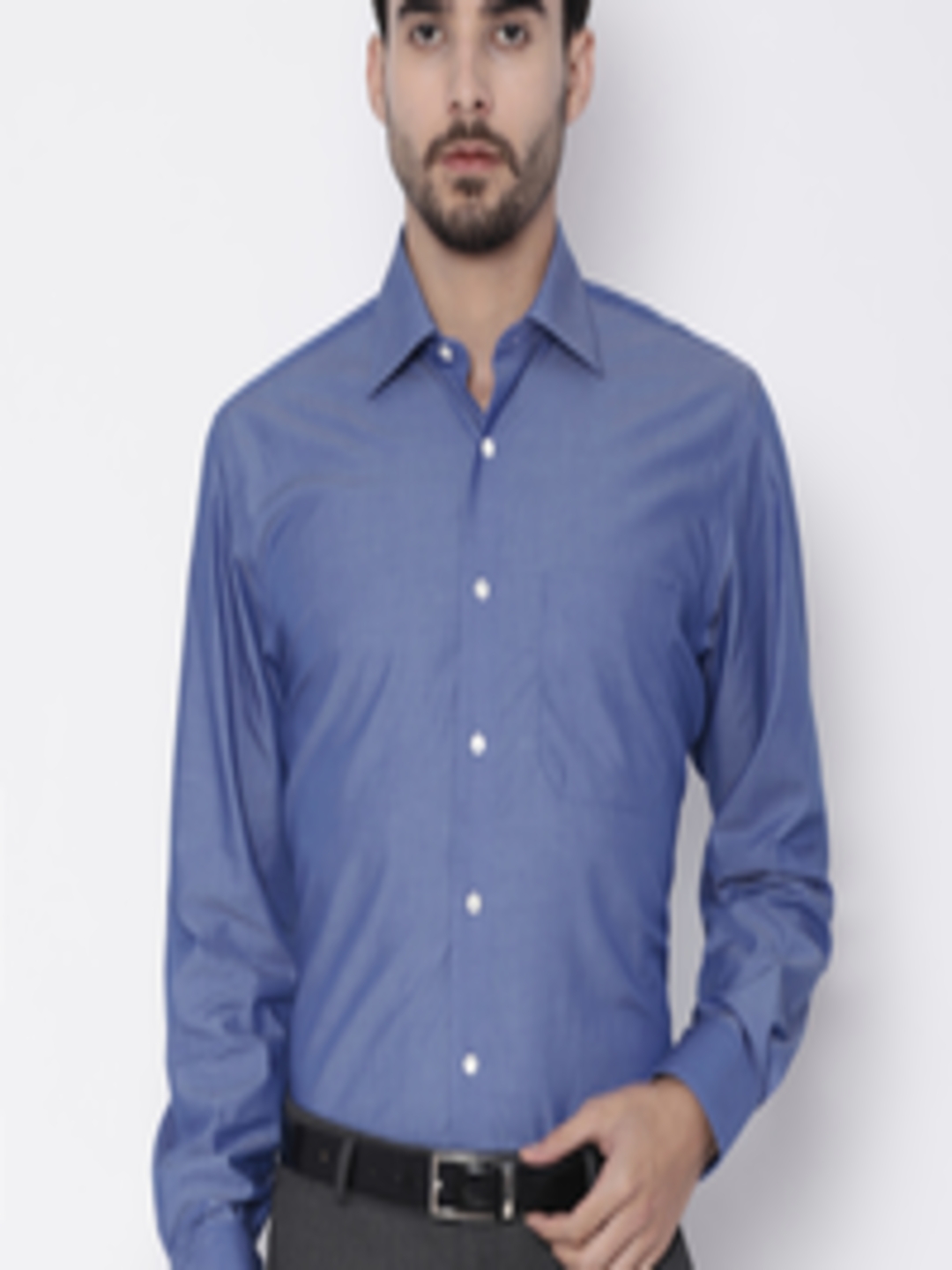 Buy Louis Philippe Men Blue Classic Regular Fit Solid Formal Shirt - Shirts for Men 2263888 | Myntra