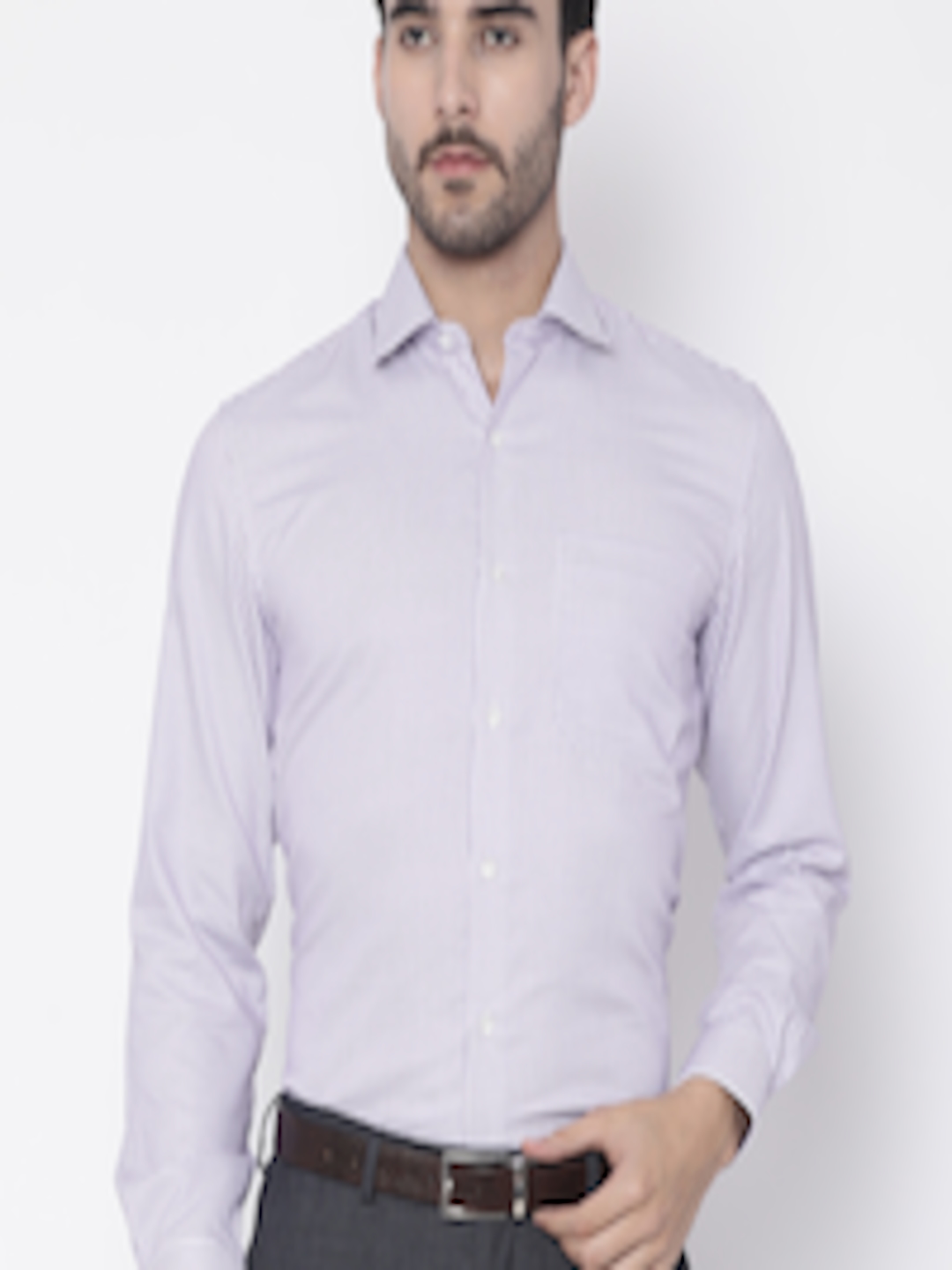 Buy Louis Philippe Men White & Purple Regular Fit Self Design Formal Shirt - Shirts for Men ...
