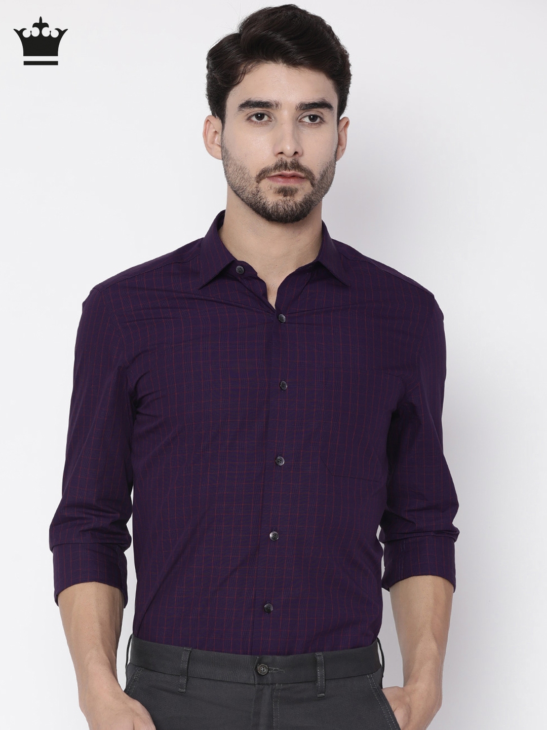 Buy Louis Philippe Men Purple Classic Fit Checked Formal Shirt - Shirts ...