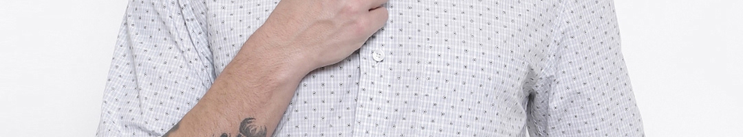 Buy Louis Philippe Men Grey & White Slim Fit Printed Formal Shirt - Shirts for Men 2264214 | Myntra
