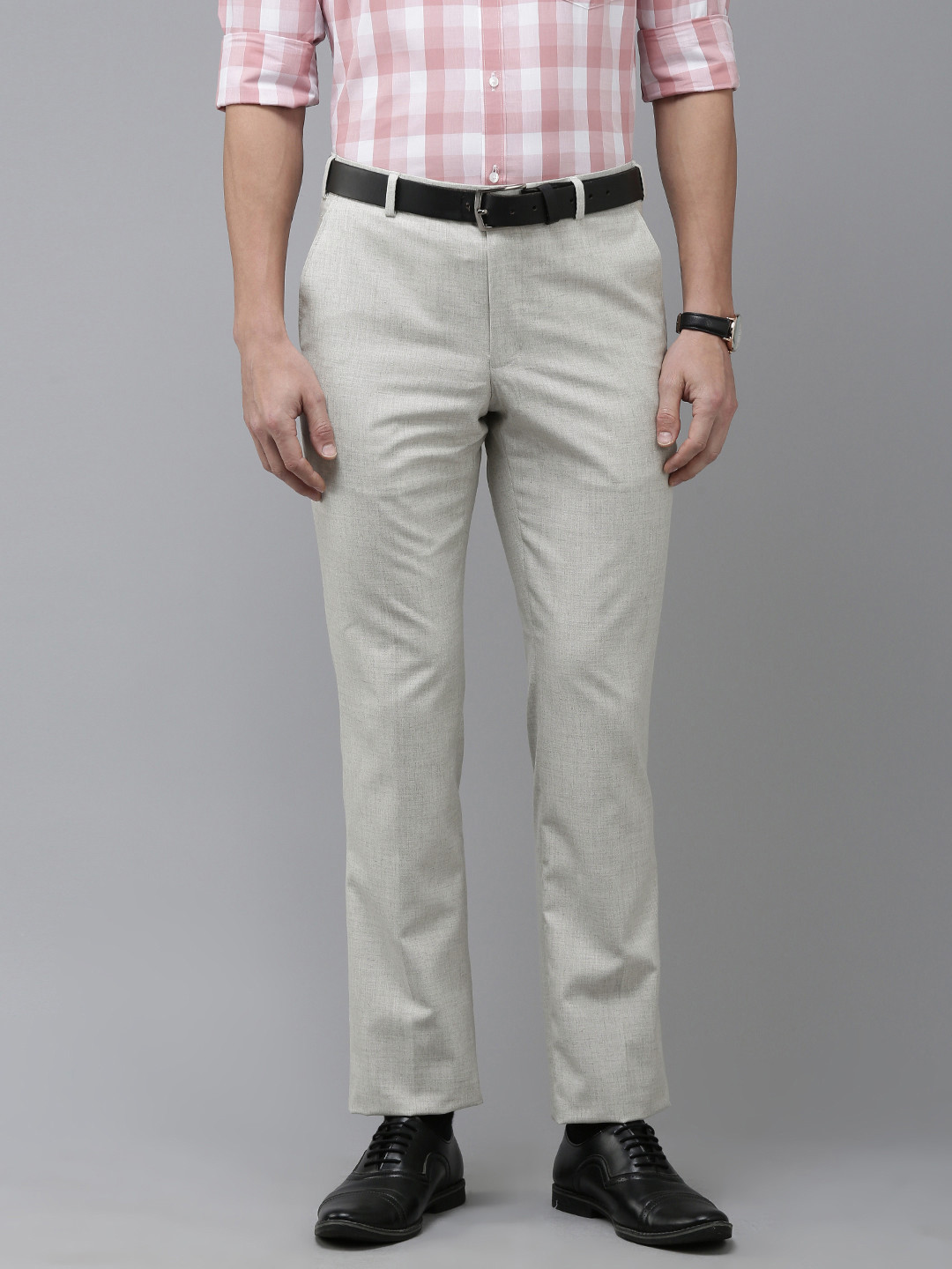 Buy Park Avenue Men Solid Smart Slim Fit Mid Rise Plain Woven Flat ...