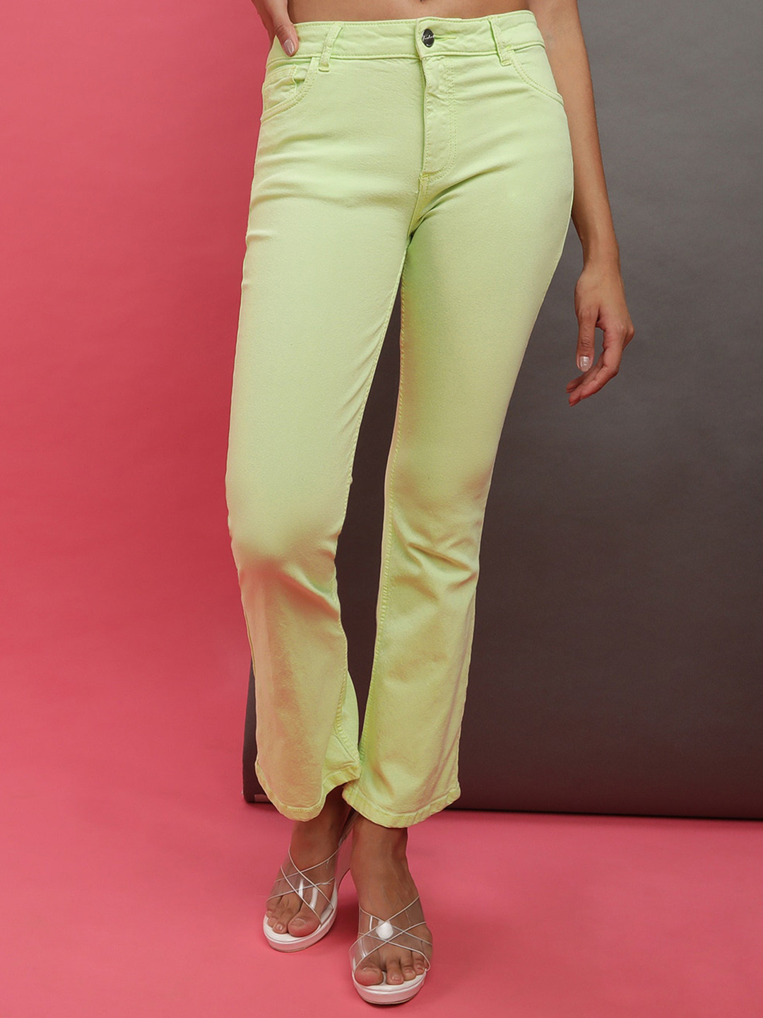 Buy Freehand By The Indian Garage Co Women Green High Rise Stretchable