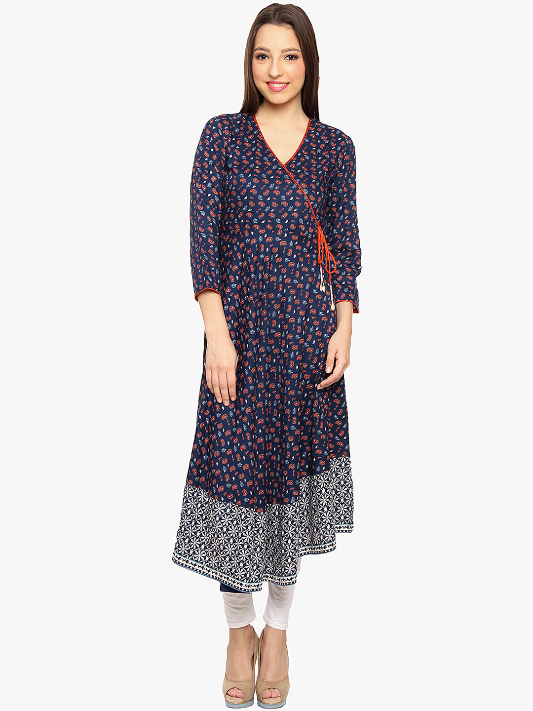 Tissu - Kurta da donna con stampa a trapezio - verde - Large